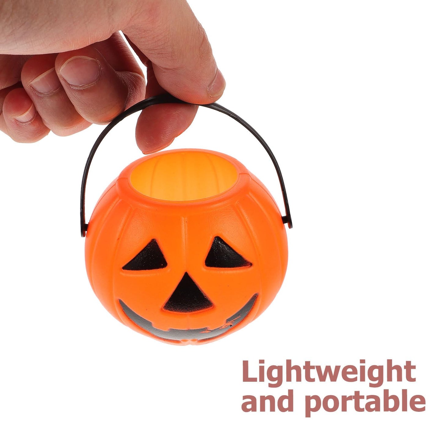 24pcs Halloween Portable Pumpkin Bucket Trick or Treat Pumpkin Candy Pail Holder (Orange)