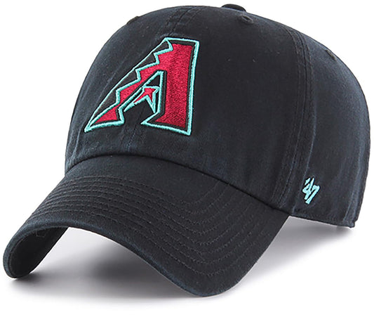 47 Brand MLB Black Team Color Primary Logo Clean Up Adjustable Baseball Cap Hat, Adult One Size Fits All - Arizona Diamondbacks Black