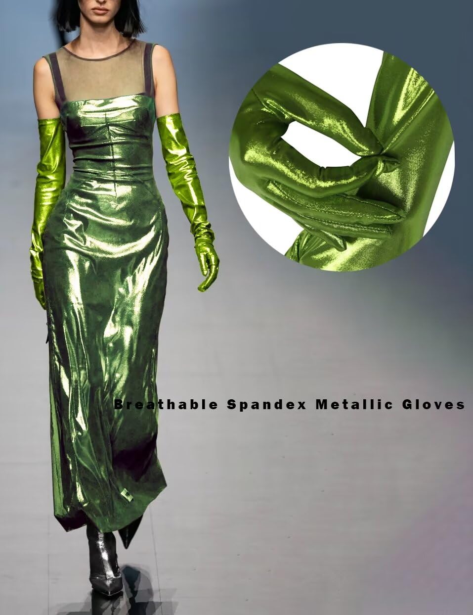 Women Long Opera Party Gloves 1920s Satin Gloves for Wedding Eveing Party Cosplay Rave Role Play Costume Silver