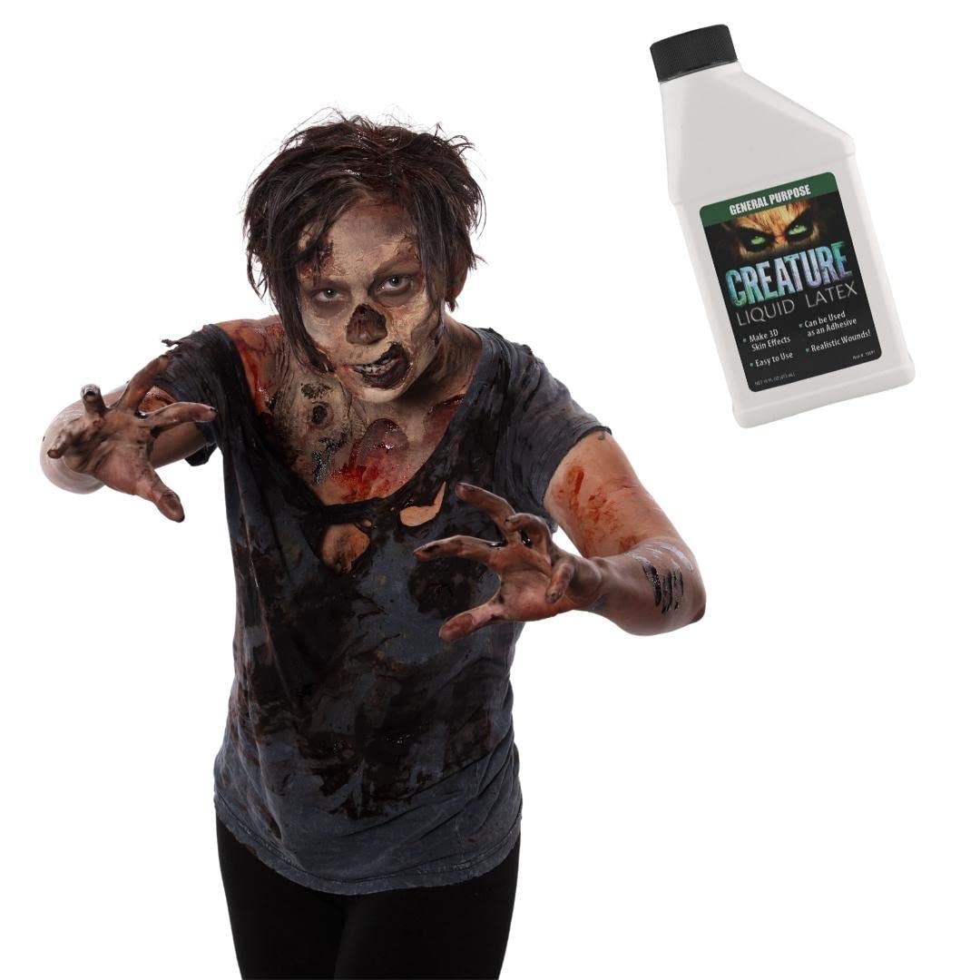 16oz - CLEAR - Creature Liquid Latex, General Purpose Professional Special Effects Liquid Latex