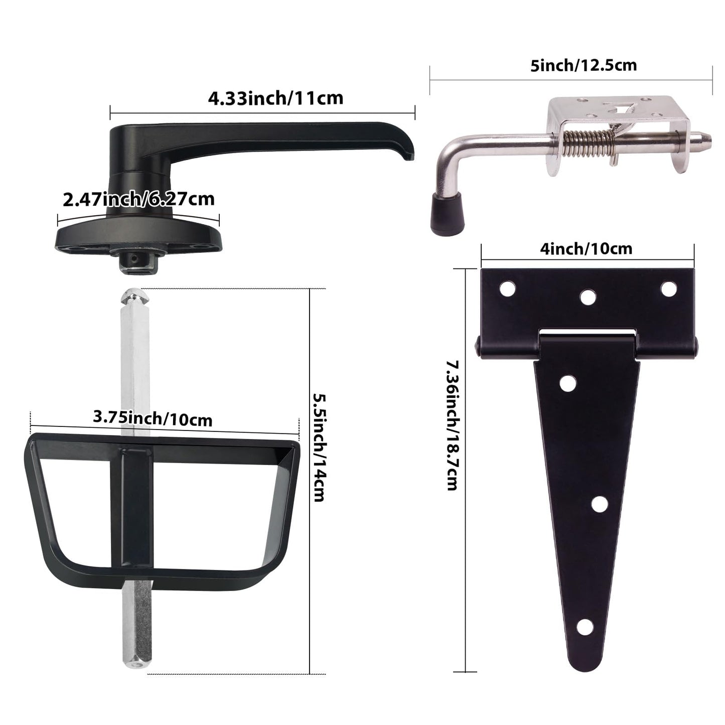 5-Key Double Door Shed Hardware Kit - Complete with Hinges, Latches, and L-Handle Lock - Includes Window and Door/Window Hinge Set, for Gates, playrooms