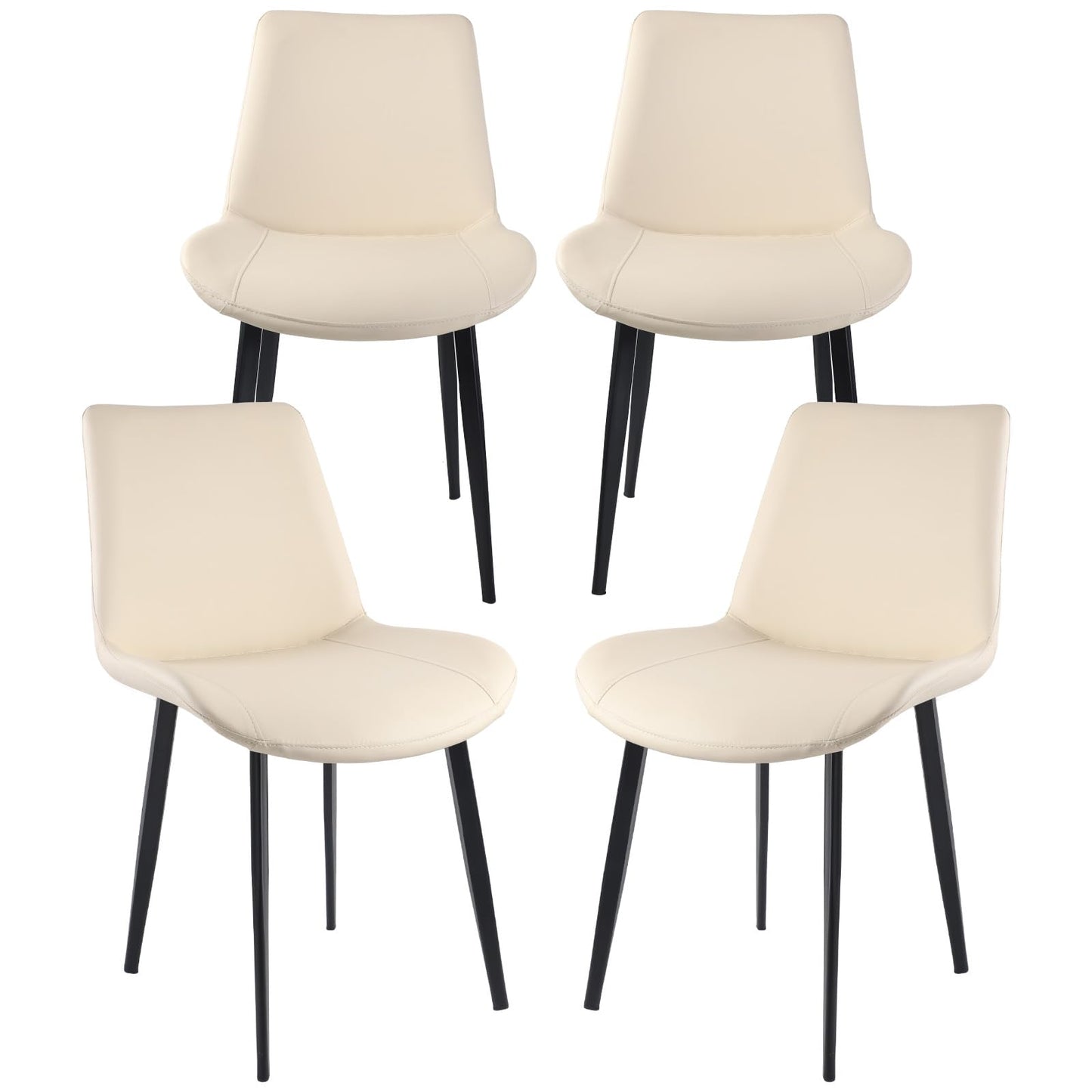 Aimerive Dining Chairs Set of 4, Faux Leather Dining Chairs, Upholstered Chair, Modern Dining Room Chairs with Black Metal Legs, Beige
