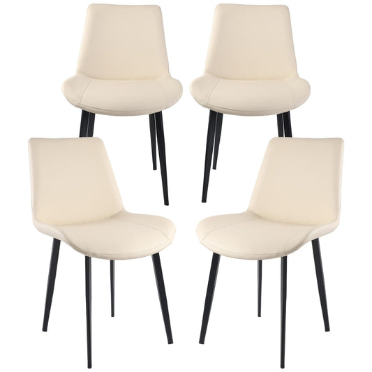 Aimerive Dining Chairs Set of 4, Faux Leather Dining Chairs, Upholstered Chair, Modern Dining Room Chairs with Black Metal Legs, Beige
