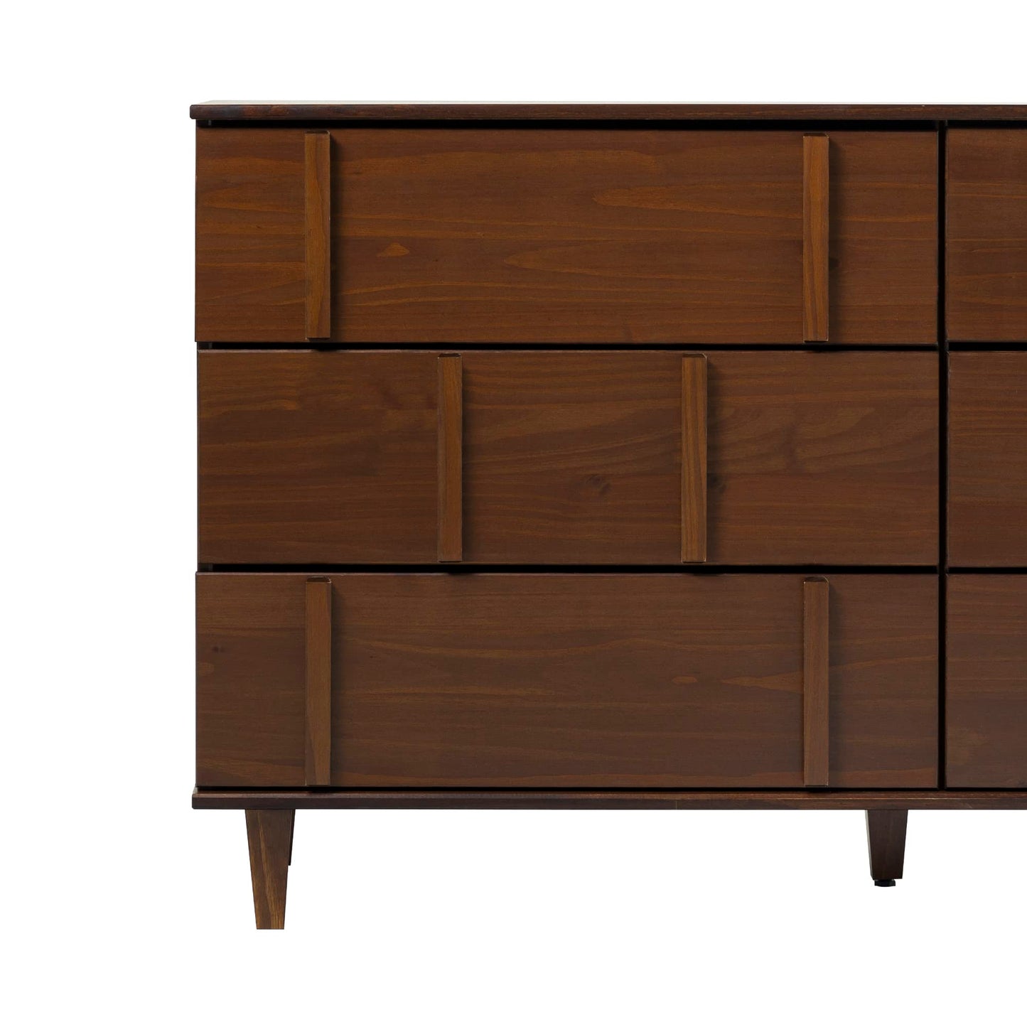 Walker Edison Contemporary Detailed 6-Drawer Solid Wood Dresser, 60 Inch, Walnut