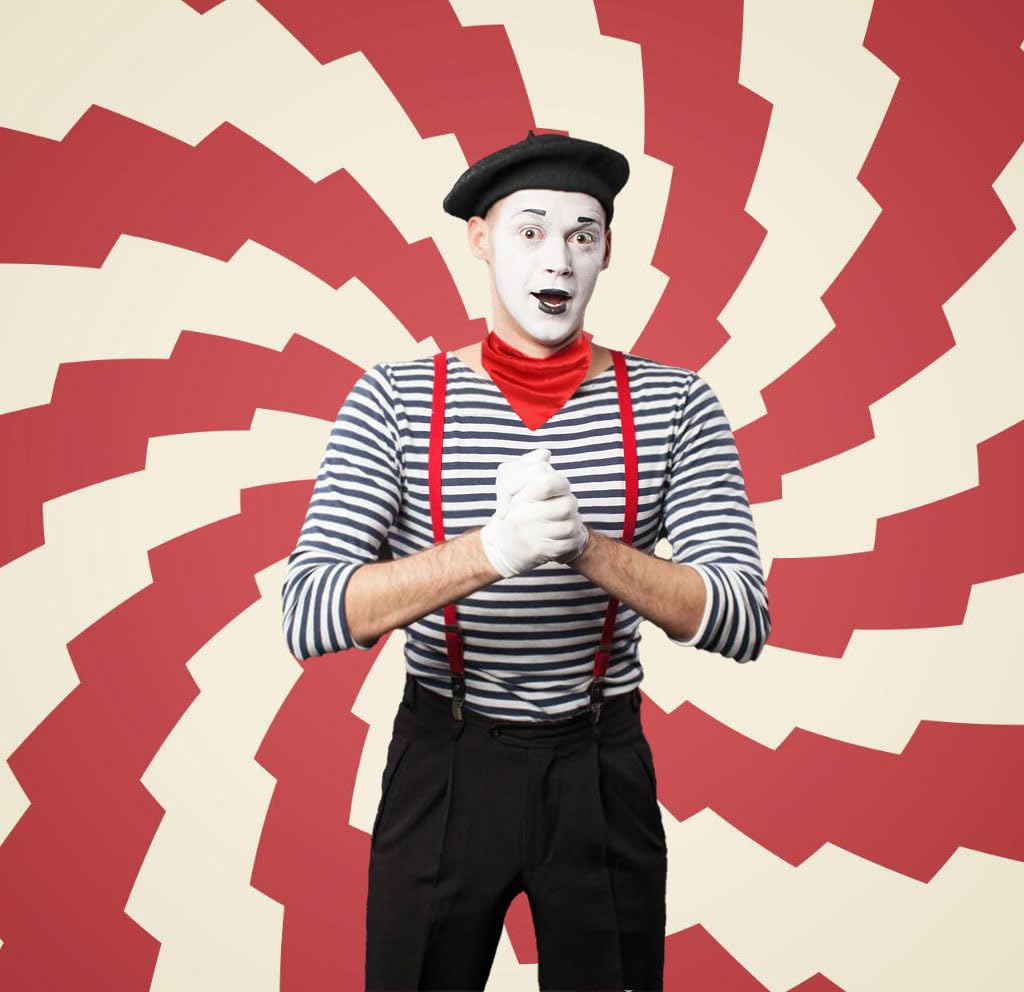 5 Pcs Mime Artist Costume Accessories Set Women French Mime Cosplay Outfit Includes Black Beret Red Suspender Scarf White Gloves and Black White Stripe Socks for Halloween Theme Party Dress up Decor