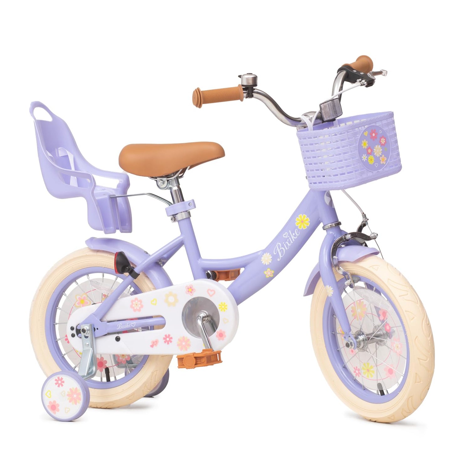Bixike Girls Bike with Basket for Toddlers and Kids Aged 3-14 Years Old, 14 16 18 Inch with Training Wheels & Doll Seat, 20 Inch with Kickstand & Rear Rack, Princess Style Bicycle for Gift