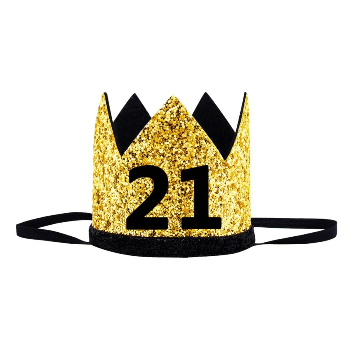 21st Birthday Crown Hat Gold Black Sequin Party Crown, Happy 21 Years Old Bday Decorations Twenty-one Cap Party Outfit Gifts Photo Booth Props Supplies Ideal Him Her Men Women Party Favors Decors
