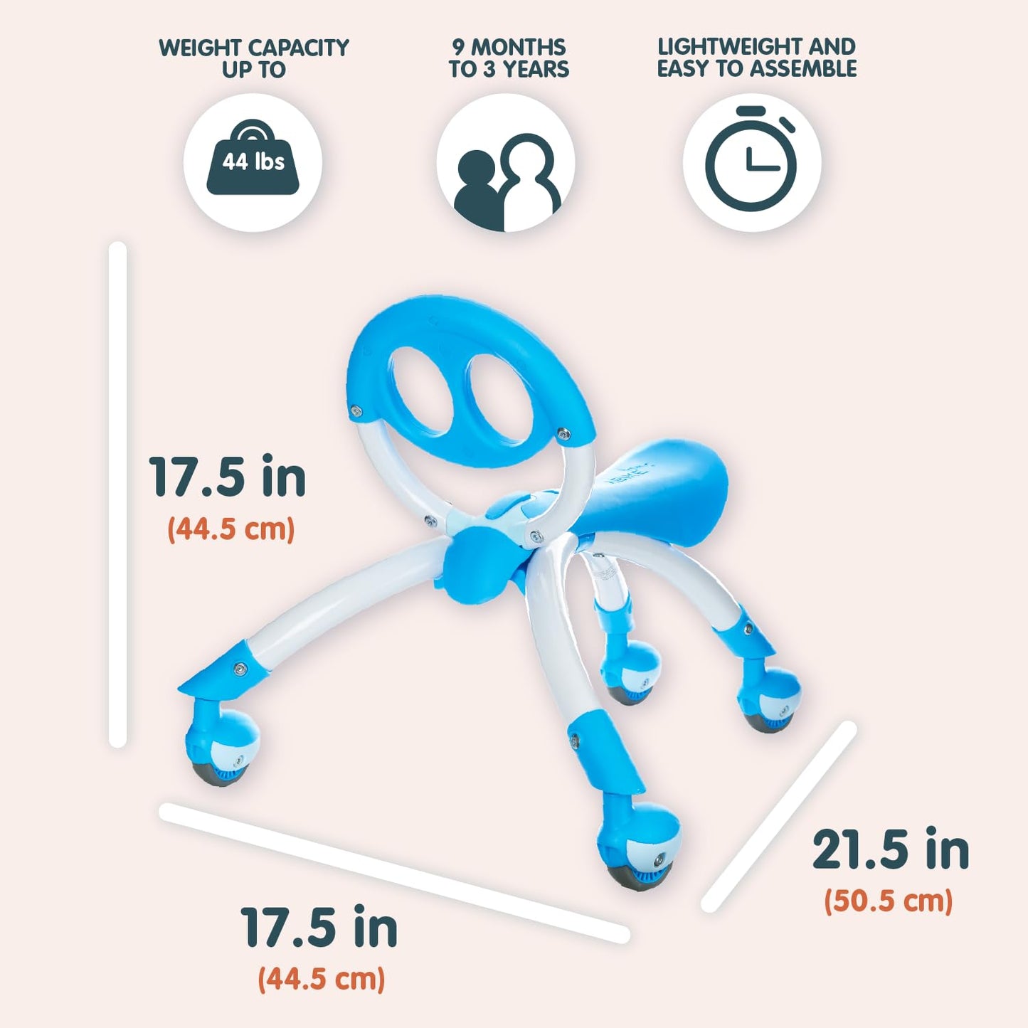 YBIKE Pewi Walking Ride On Toy - from Baby Walker to Toddler Ride On for Ages 9 Months to 3 Years Old, YPIW3, Blue