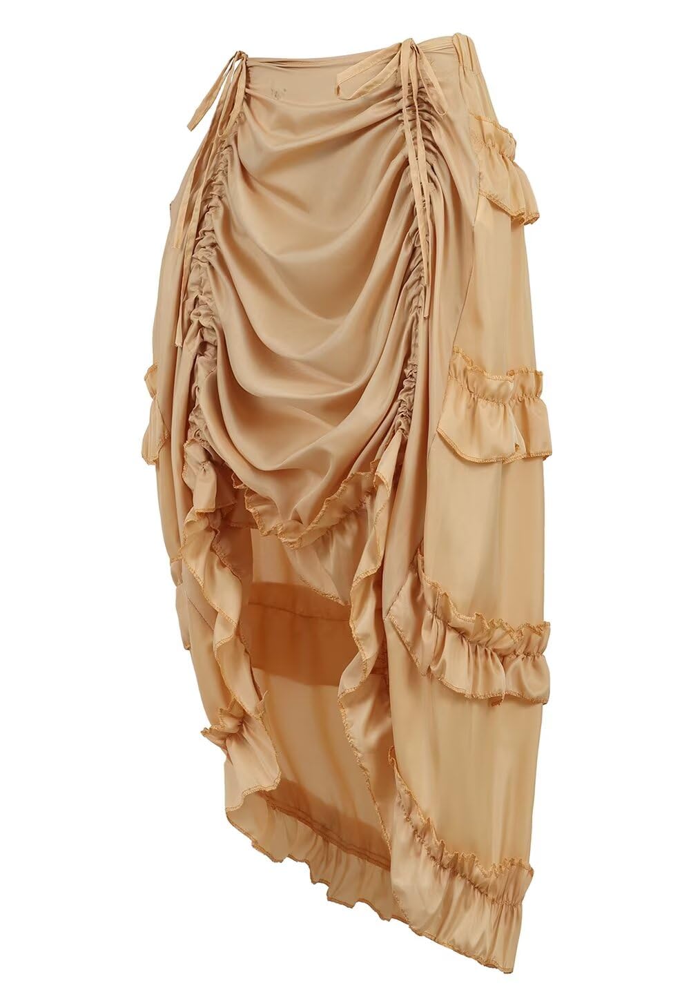 Womens Skirts Plus Size Costume Pirate Medieval Renaissance Outfits Vintage High Waist Asymmetrical Long Slit Sexy Apricot XXS