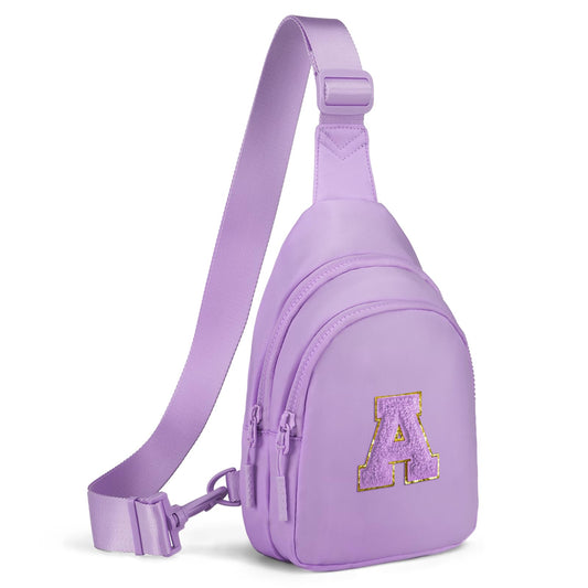 Viverte Small Initial Sling Bag Crossbody Bag Fanny Pack for Girls Women Personalized Monogrammed Birthday Gifts for 8 9 10 11 12 Year Old Girl Trendy Preppy Cool Stuff (Lavender-A)