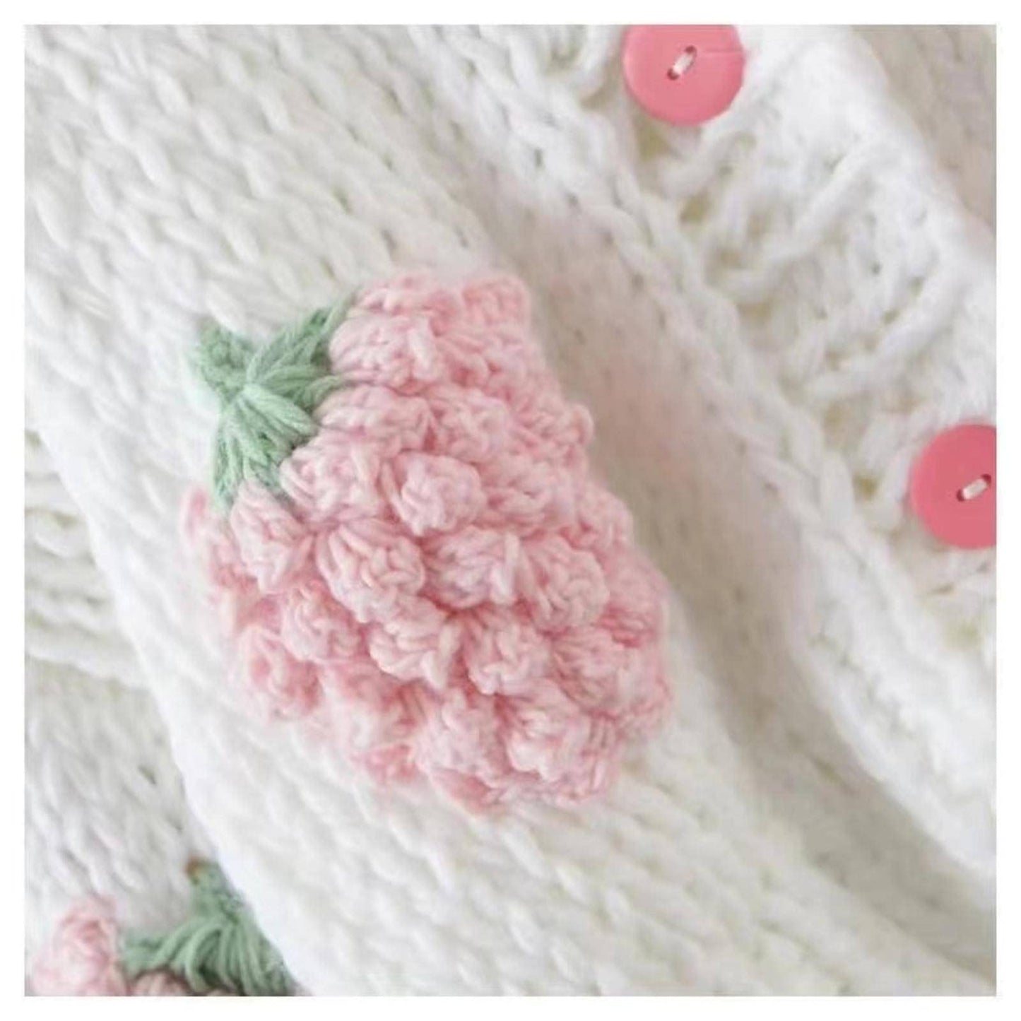 Women's Sweet Japanese Strawberry Embroidered Knit Cardigan Top Korean Retro Elegant Cute Kawaii Coat