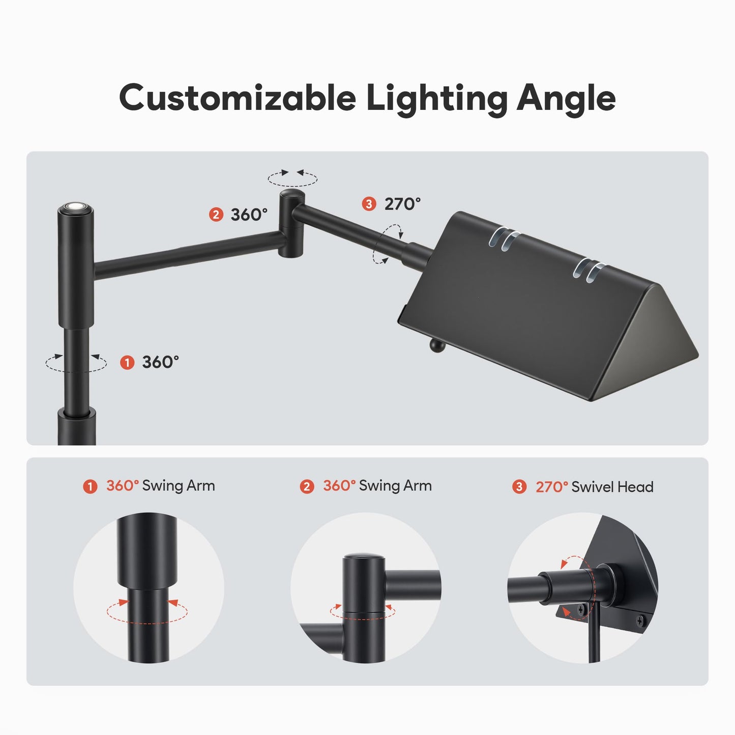 VONLUCE LED Pharmacy Desk Lamp - Swing Arm, Industrial Design for Reading, Crafting, Work,10W LED, Adjustable Height - Black
