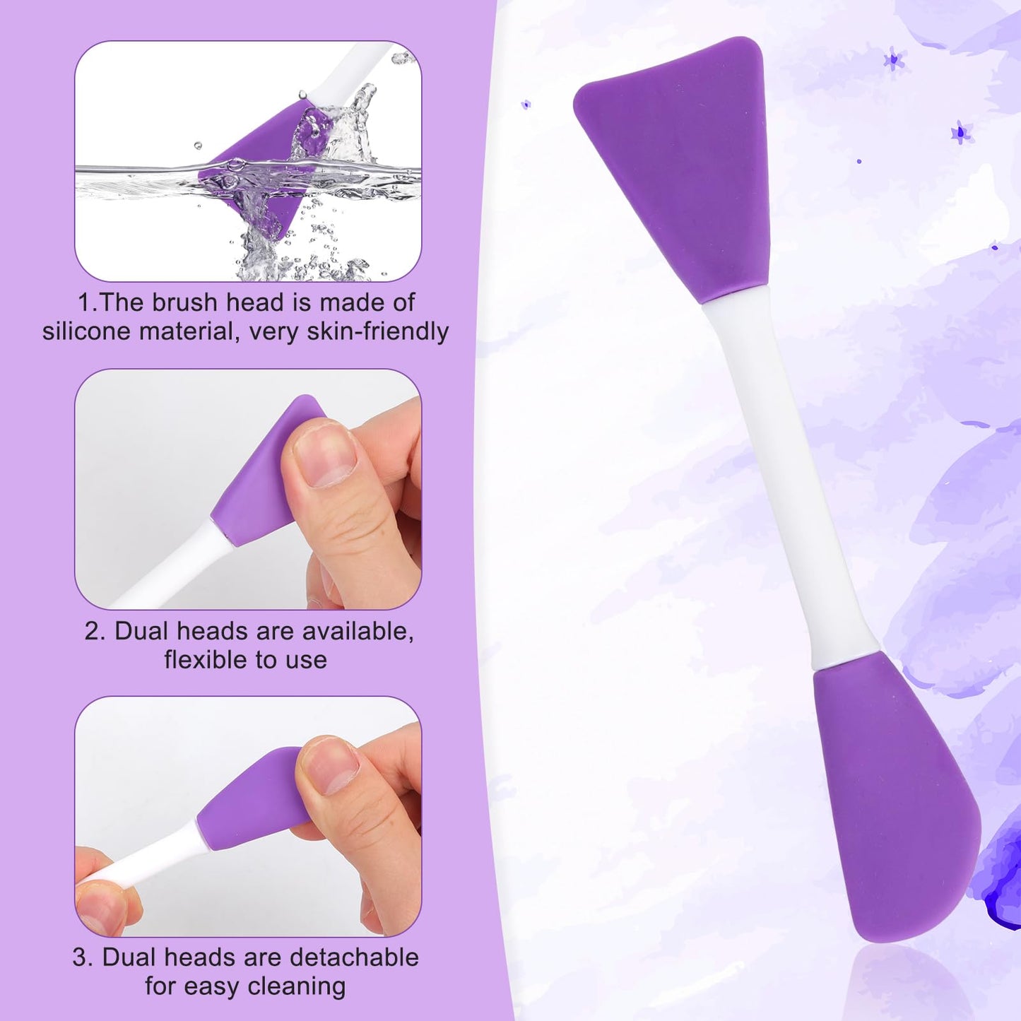 4pcs Silicone Face Mask Applicator, Dual-Head Mask Brushes Facial Mask Brush Applicator Soft Face Mask Spatula Beauty Brush Tool for Applying Mud Mask Lotion Skincare Cream (4 Colors)