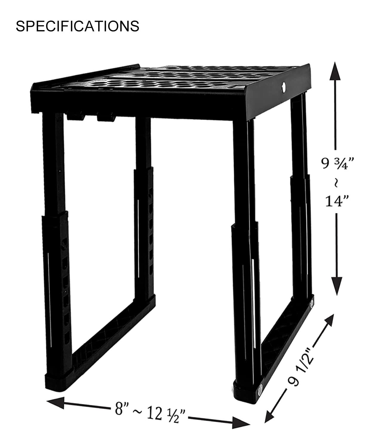 ABLinox Locker Organizer Shelf， Adjustable Width and Height, Ideal Locker for School, Office, and Gym Lockers (Black)