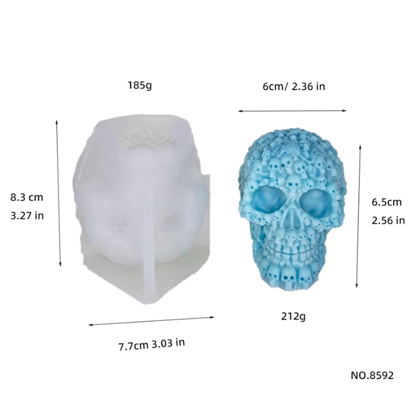 3D Skull Skeleton Silicone Candle Mold,Halloween Decorations Plaster Epoxy Resin Craft Molds,DIY Silicone Mould for Candle Wax Soap Chocolate Cake Making,New Popular Candle Moulds