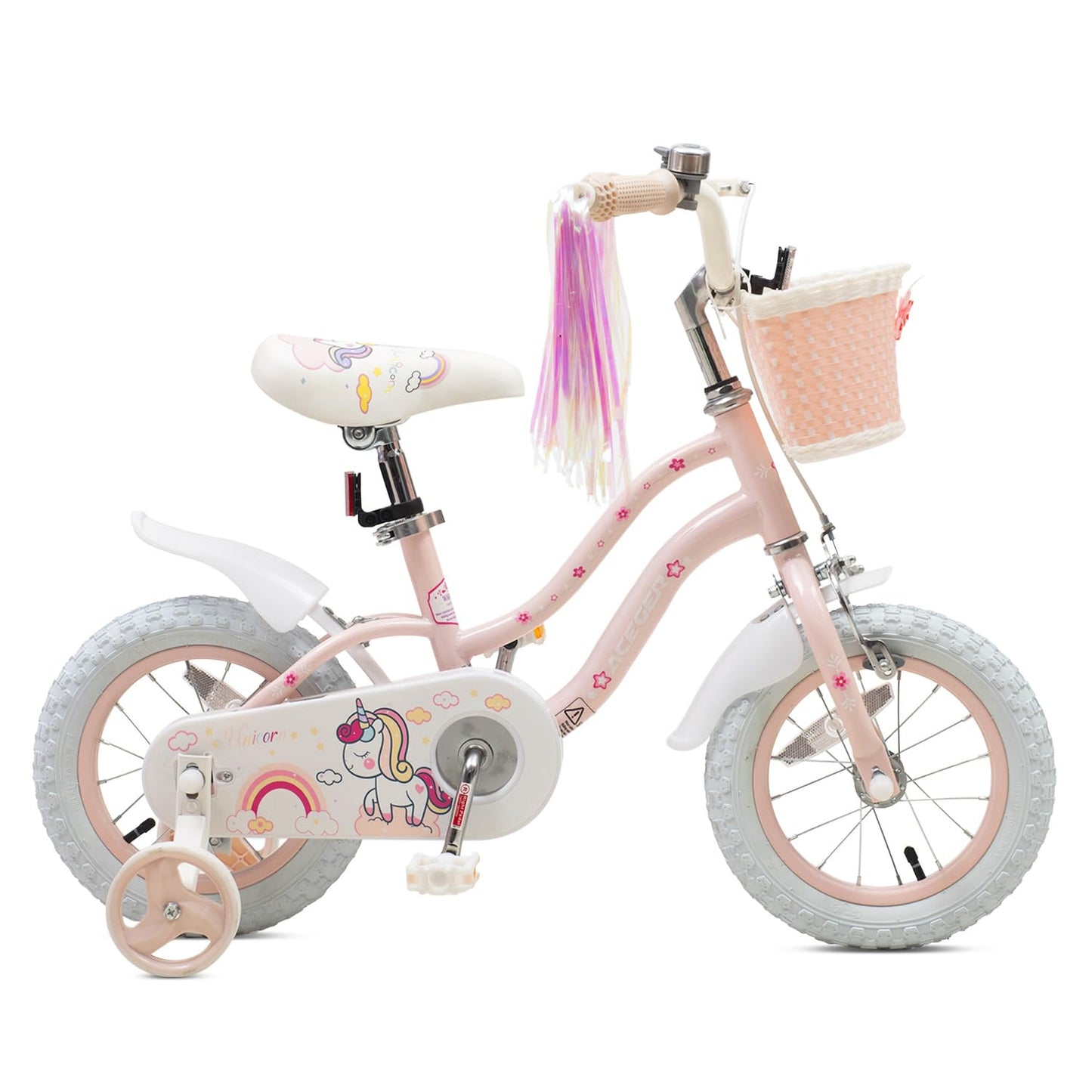 Princess Style Girls Bike with Basket for 2-13 Years Old Kids and Toddlers, 12 14 16 18 Inch Bicycle for Children with Training Wheels and Streamers, 20 Inch with Kickstand, Multiple Colors