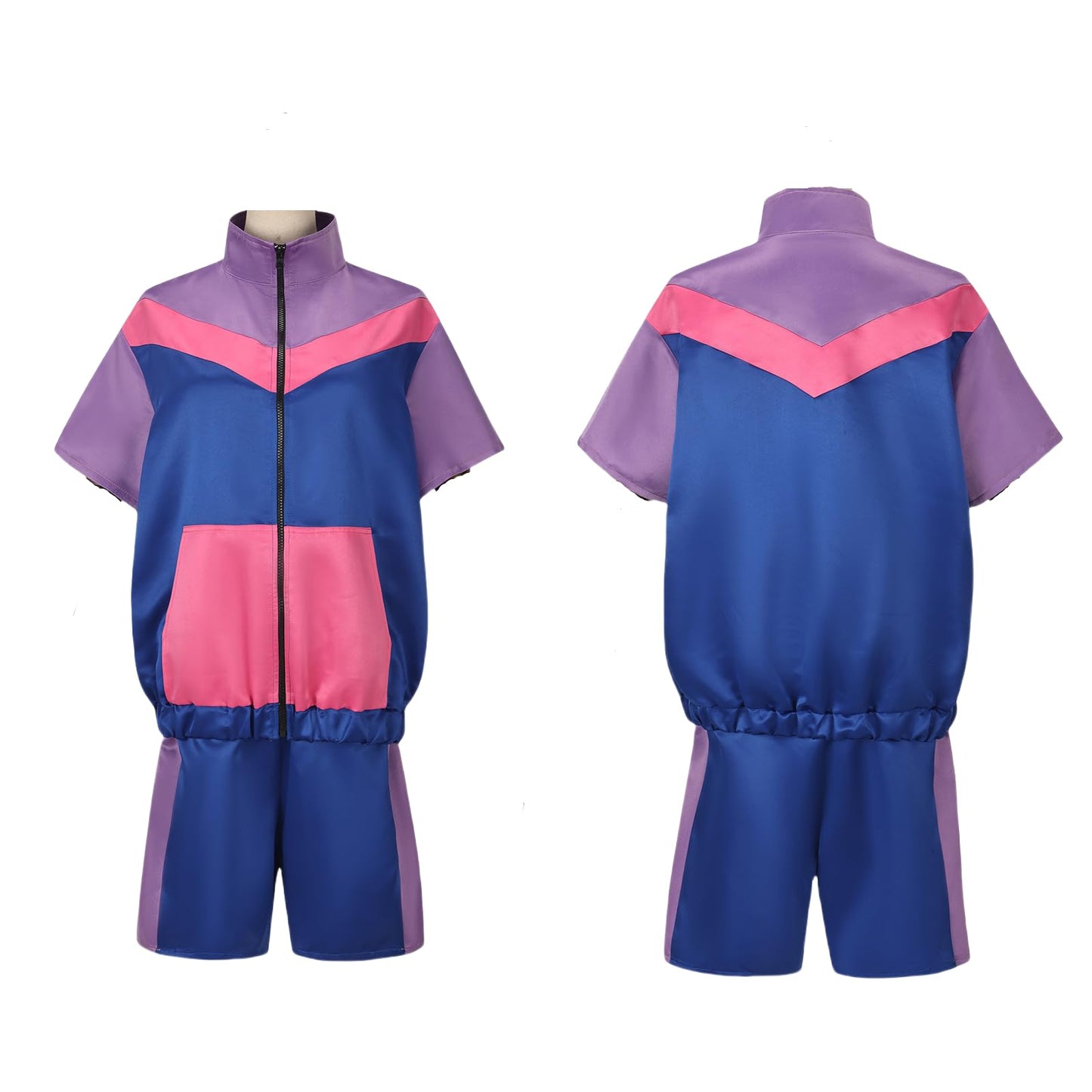 Womens 80s 90s Outfits Halloween Short Sleeve Jacket Shorts Tracksuits Retro Windbreaker Sets (Purple, Small)