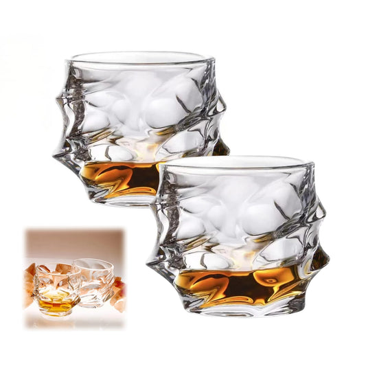 Xihangsolo Whiskey Glasses, Japanese Crystal Whisky Glass, Crystal Whiskey Glasses, Bourbon Glasses Set, Gifts for Men Wine Glass Set (2pcs)