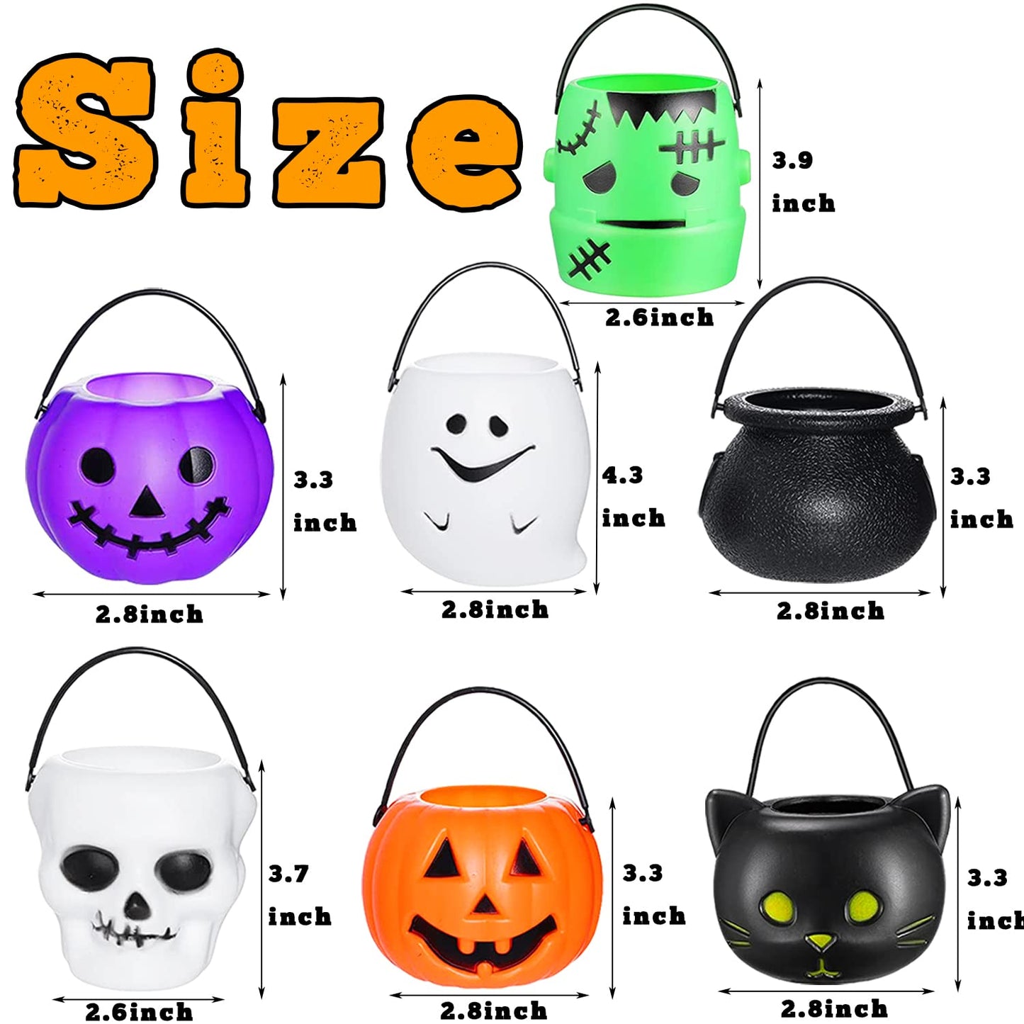 14 Pieces Halloween Candy Bucket,Mini Halloween Candy Holder,pumpkin ghost cauldron candy bucket for trick or treat,Halloween Party Supplies