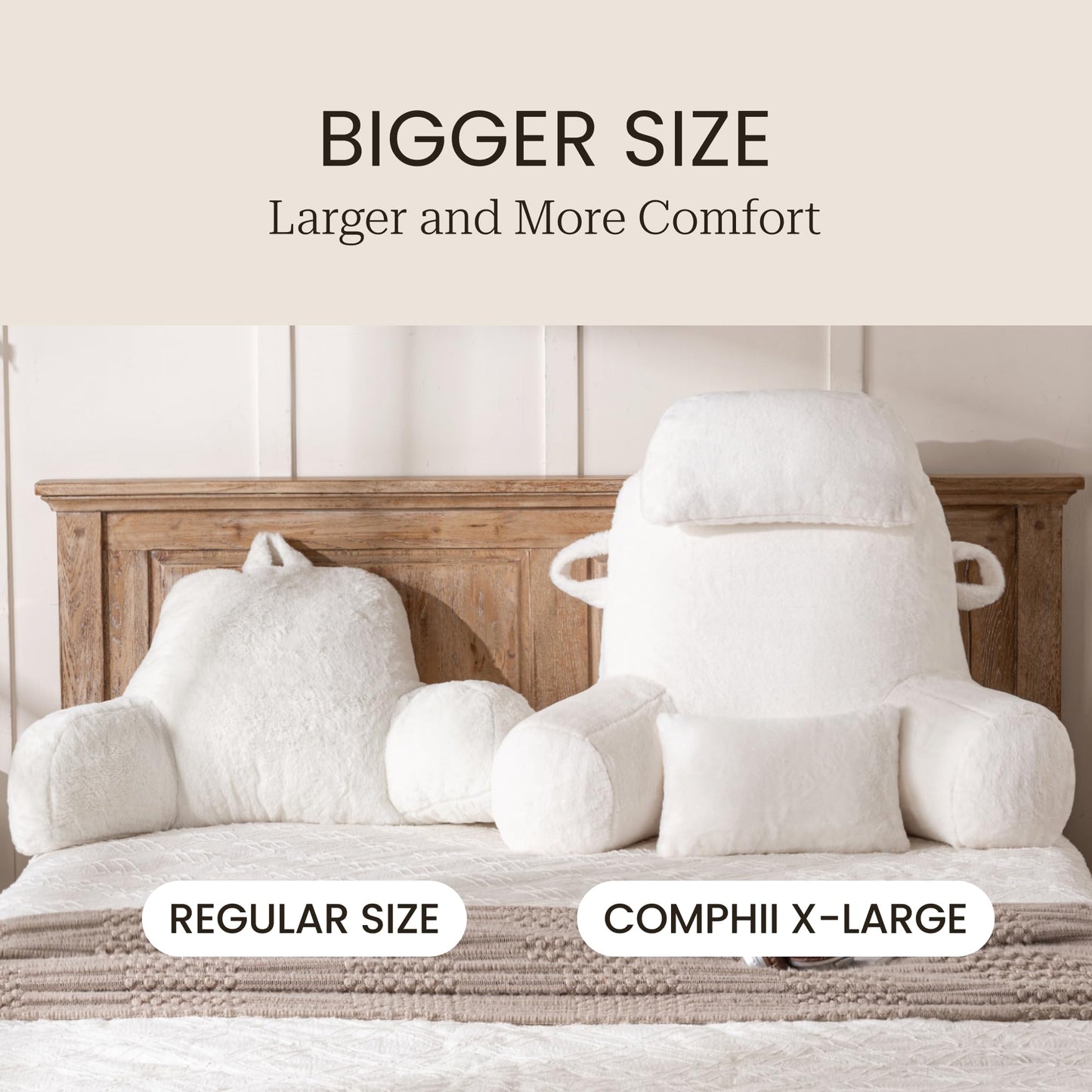 32" X-Large Reading Pillow for Sitting Up in Bed & Post-Surgery Recovery - Super Soft Adjustable Neck Roll Backrest Pillow, Washable Cover for Adults, Watching TV/Gaming (White)