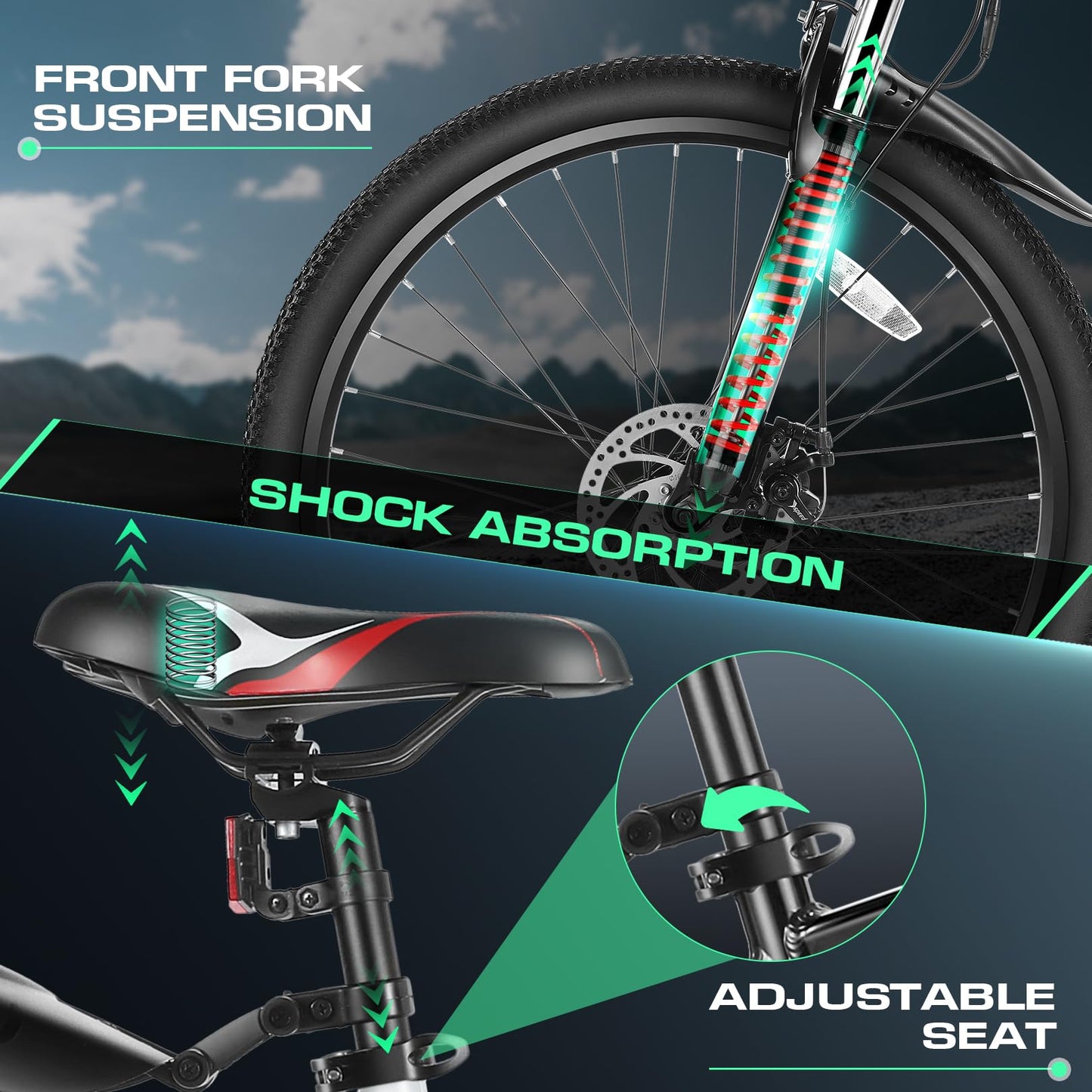 Vivi Electric Bike for Adults, Peak 780W Ebike 26" Electric Mountain Bike, 22MPH Adult Electric Bicycles Commuter Ebike with 48V Battery, Up to 50 Miles, 21 Speed, SGS Certified to UL2849