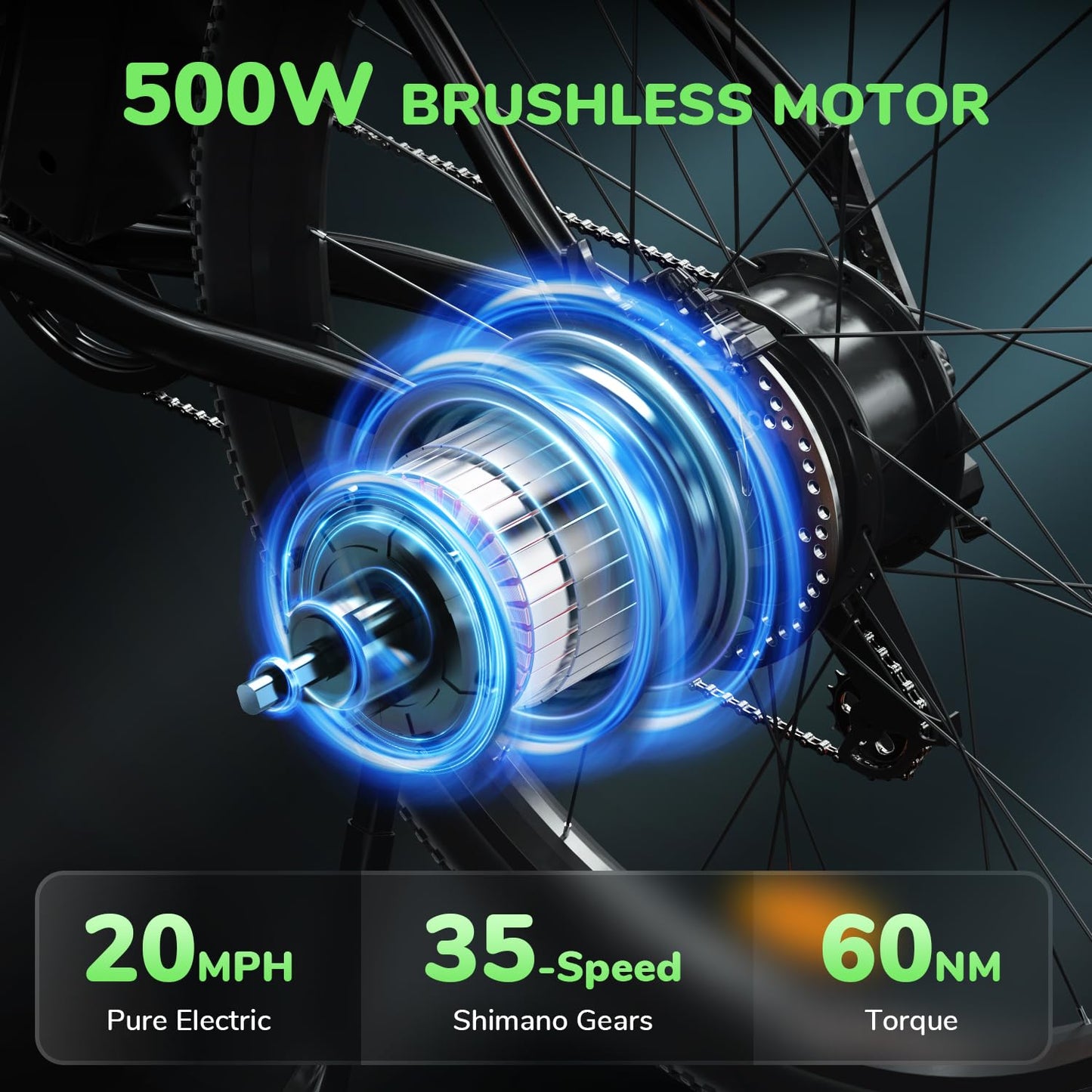 isinwheel M10 Electric Bike Adult 500W, 26" Commuting Electric Mountain Bike 20MPH Max Range 55+ Miles, Removable Battery, Professional 35-Speed, Front Fork Suspension Lightweight Electric Bicycle