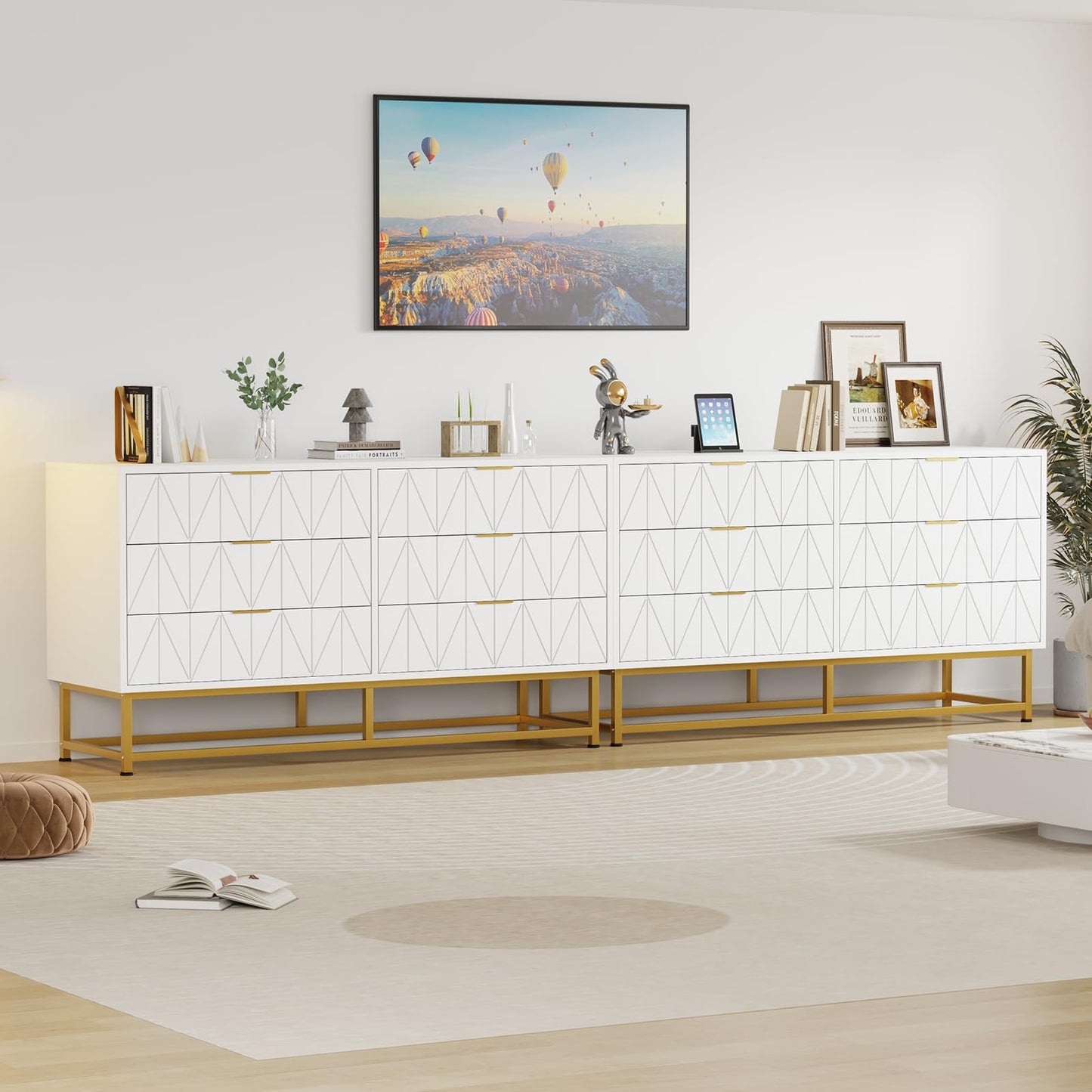 6 Drawer Dresser for Bedroom with Metal Legs, Storage Chest Cabinet Organizer for Living Room,Hallway,Entryway - White