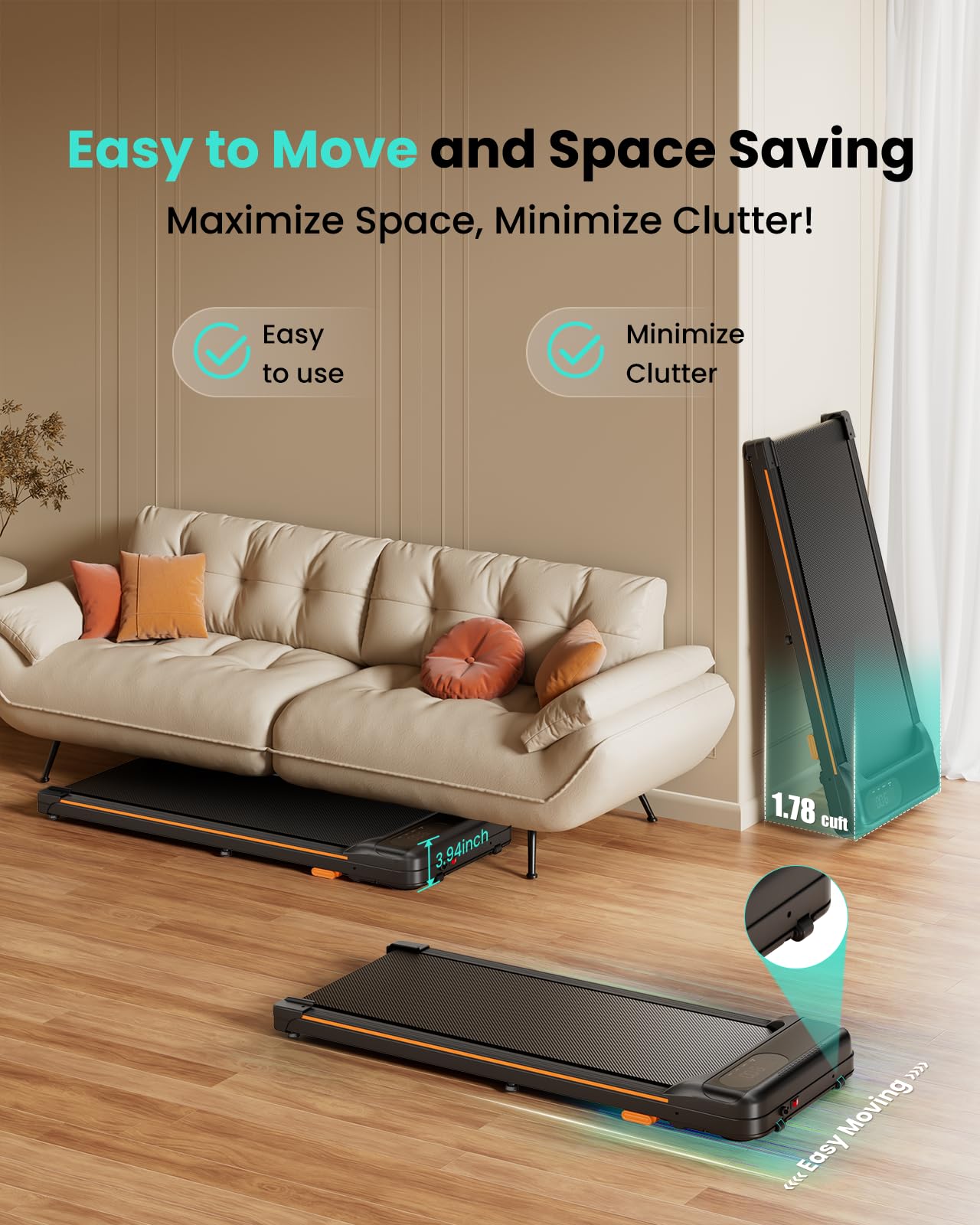 Abonow Walking Pad, 2.5HP Walking Pad Treadmill,2 in 1 Portable Under Desk Treadmill 265lb Weight Capacity,Walking Machine with Incline for Home Small,Remote Control,LED Display