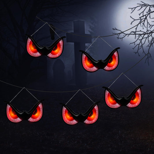 WBao Halloween Decorations Flashing Spooky Eyes Lights, Realistic Light-Up Eyes with 3 Lighting Modes & Timer, Waterproof Battery Operated Scary Eyes for Windows, Trees, Graveyard Decorations, 5 Pack