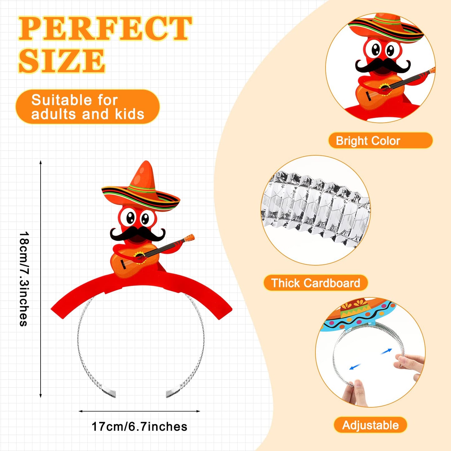 36 Pcs Mexican Fiesta Party Decorations Include 12 Sombrero Hats Headbands 12 Eyeglasses 12 Cinco De Mayo Necklaces Bead, Mexican Party Supplies Wear for Fiesta Party Wear Decorations Props Favors