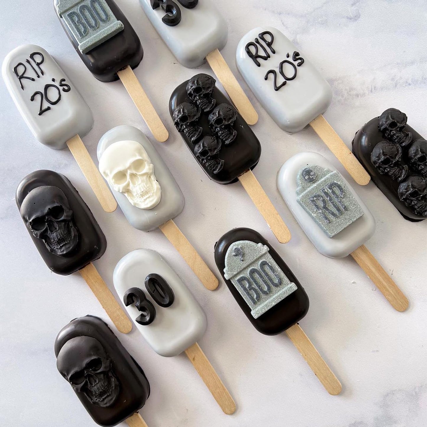 3D Skeleton Skull Halloween Silicone Fondant Molds 3 Pcs, Halloween Party Chocolate Candy Clay Moulds for for Cake Decoration Sugar Cupcake Topper Cake Pop Popsicle Polymer Clay Crafts