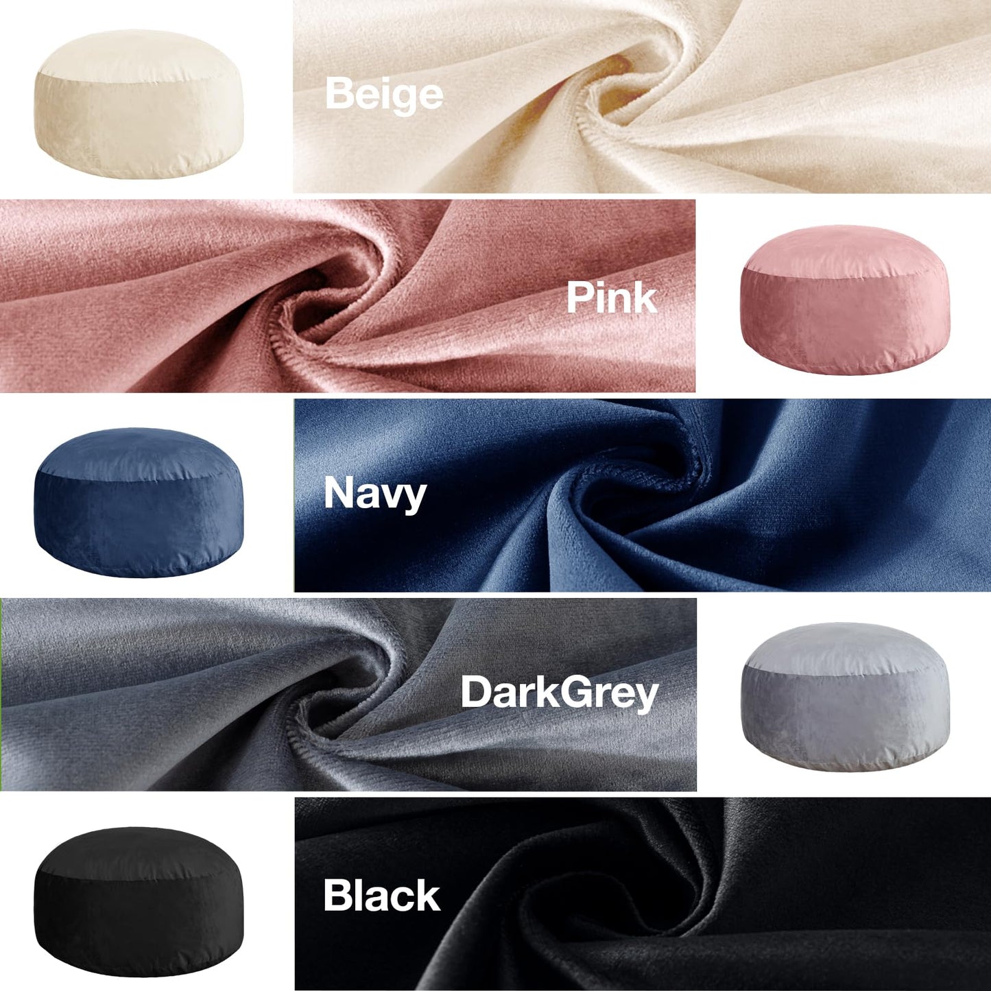 3 Ft Bean Bag Chair, Memory Foam Bean Bag Chairs for Adults with Filling, Round Bean Bag Sofa with Filler Included, Beanbags with Soft Dutch Velvet Fabric,3 Foot, Dark Grey