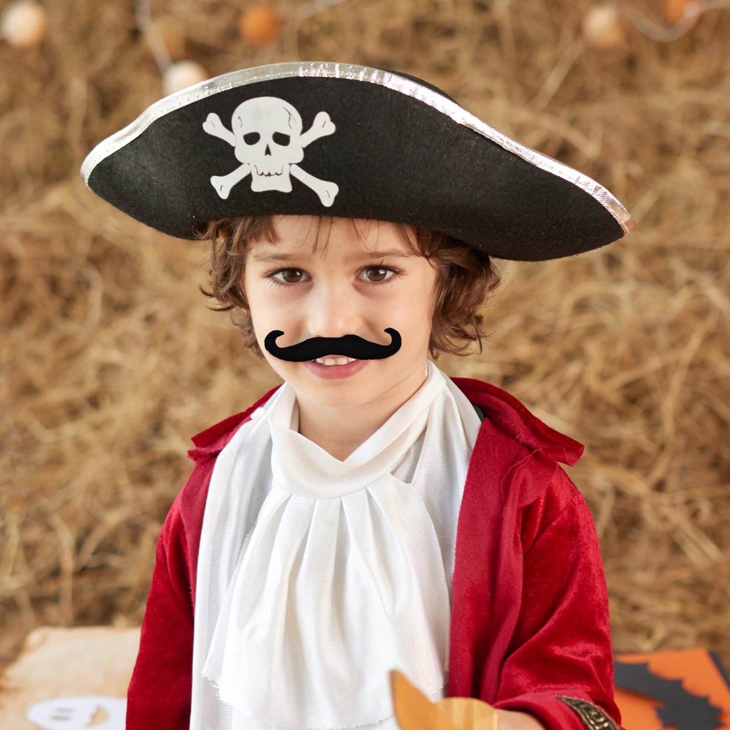 48 Pcs Fake Mustaches for Kids and Adults – 8 Styles Self-Adhesive Stick-On Mustache Set for Halloween, Costume Parties, Disguise Games, and Cosplay Accessories