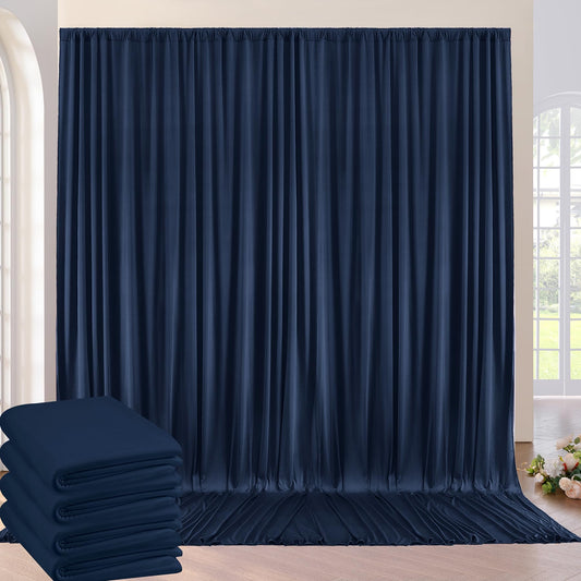 20ft×8ft Wrinkle Free Navy Blue Backdrop Curtains for Parties, 4 Panels 5ft×8ft Thick Silky Polyester Navy Photo Backdrop Drapes for Graduation Party Baby Shower Birthday Wedding Photography