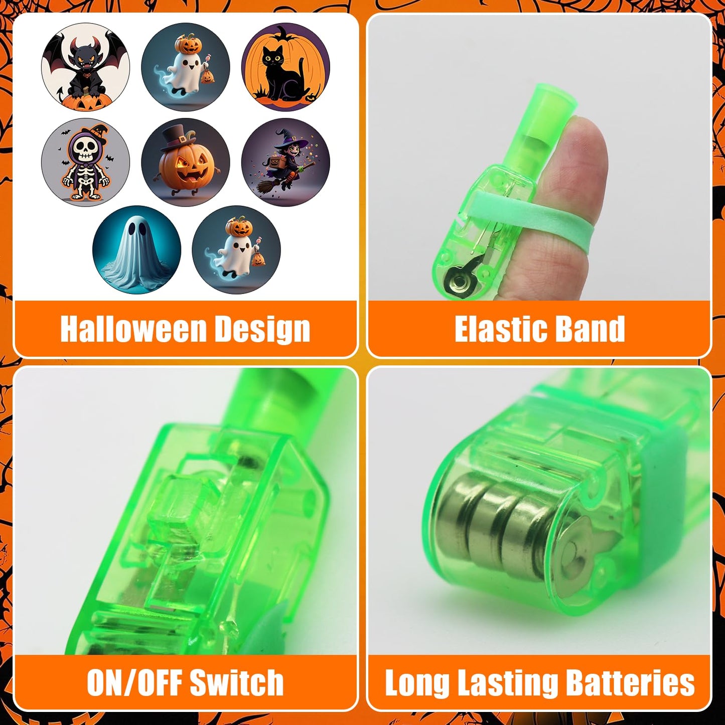 XNJAMG 32PCS Light Up Halloween Toys Finger Lights Halloween Party Favors Bulk for Kids Goodie Bag Fillers Basket Halloween Treats Non Candy Party Favor Bags Classroom Prizes Party Supplies