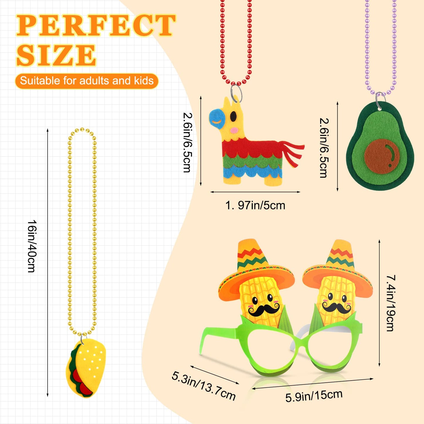 36 Pcs Mexican Fiesta Party Decorations Include 12 Sombrero Hats Headbands 12 Eyeglasses 12 Cinco De Mayo Necklaces Bead, Mexican Party Supplies Wear for Fiesta Party Wear Decorations Props Favors