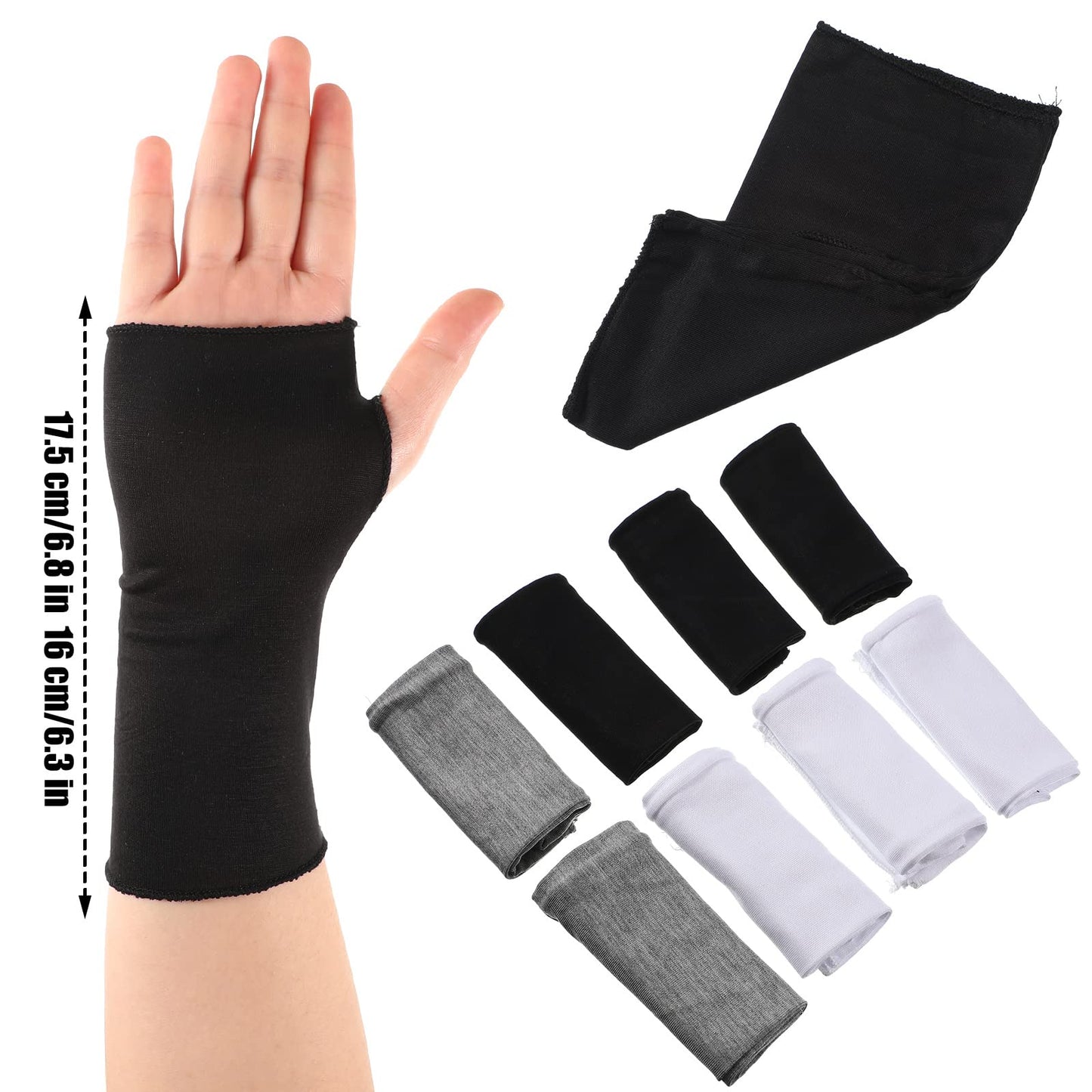8 Pairs Women Sunblock Fingerless Gloves Summer UV Sun Protection Driving Glove Non Slip for Outdoor Sports Activities(Black, White, Gray)