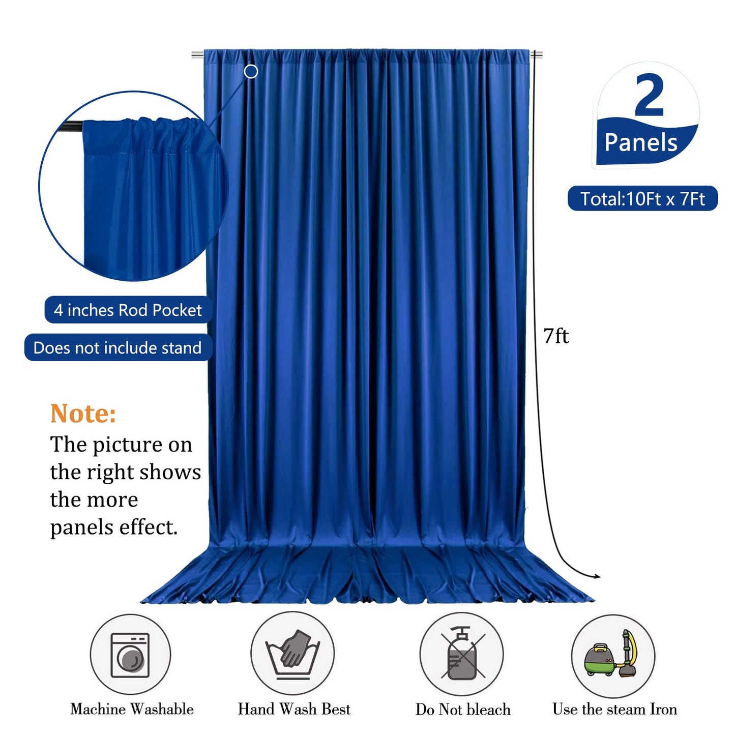 10 x 7 Feet Royal Blue Backdrop Curtain for Partie, Background Curtains for Photoshoot, Birthday, Wedding, Halloween, Thanksgiving, Christmas, New Year Party Decorations 5Ft x 7Ft, 2 Panels