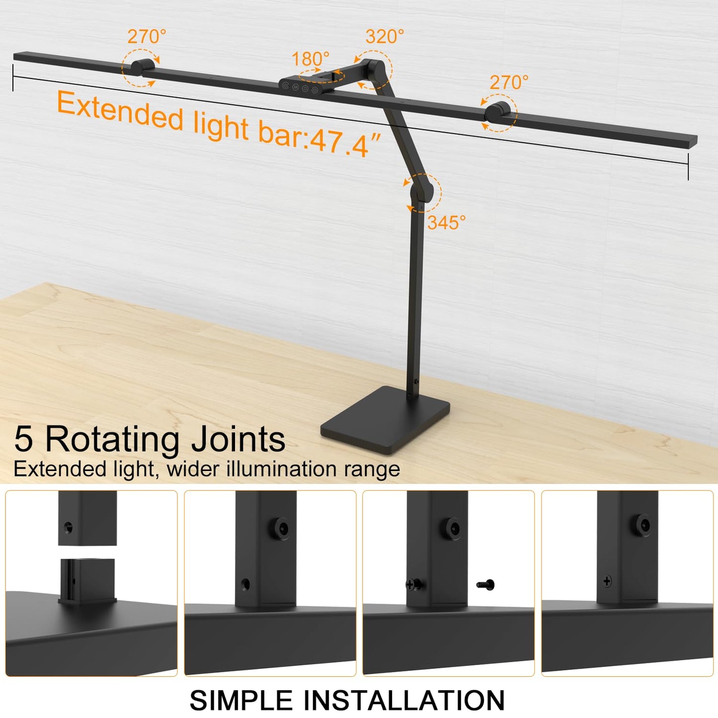 36W 3000LM Ultra Bright Architect Desk Lamp with Base, 47.4Inches Wide Tall Overhead Desk Light for Home Office, Dimmable Table Light with Remote for Desktop Working,Drafting,Reading