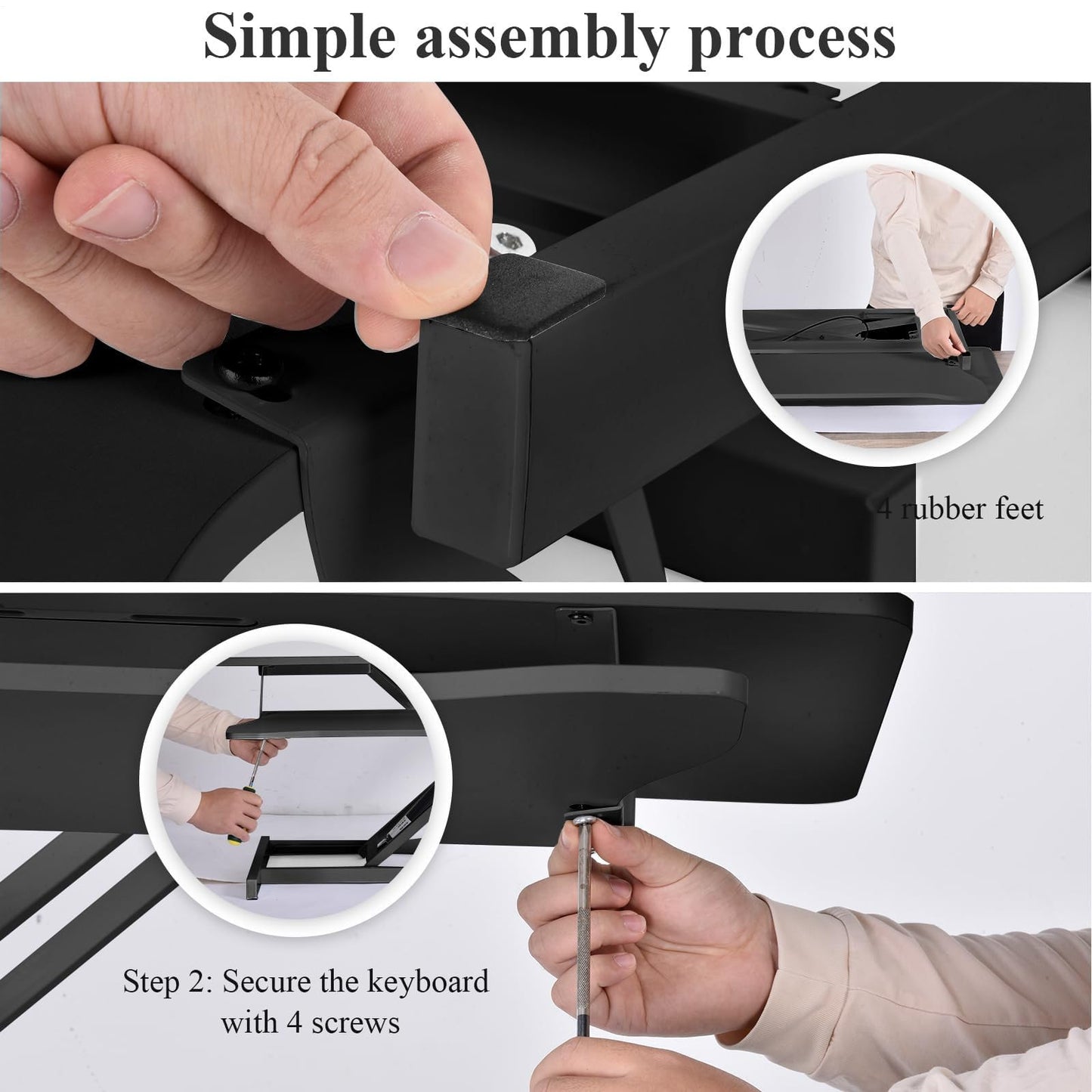 37 Inch Standing Desk Converter - Manual Pneumatic Spring, Two Monitor Stable Standing Desk Converter, 5.9” to 18.8” Height Adjustable Laptop Workstation with Keyboard Tray for Home, Company(Black)