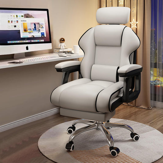 XUEGW Executive Computer Chair Home Office Desk Chair,Adjustable Angle, Ergonomic Adjustable Height PU Leather Chairs with Cushions Armrest for Long Time Seating-High Office Chair with Footrest
