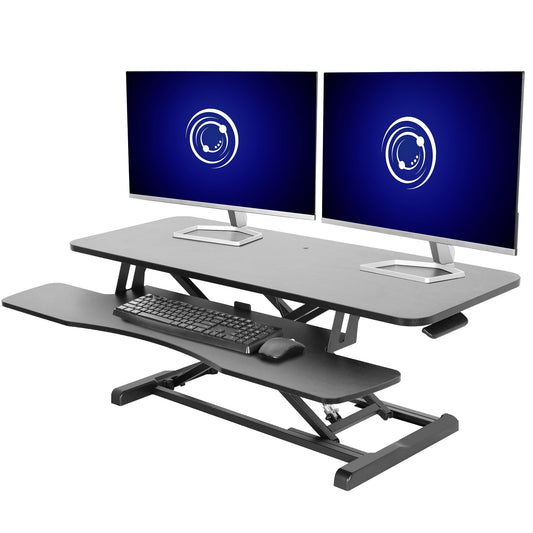 VIVO 42 inch Desk Converter, K Series, Height Adjustable Sit to Stand Riser, Dual Monitor and Laptop Workstation with Wide Keyboard Tray, Black, DESK-V042KB