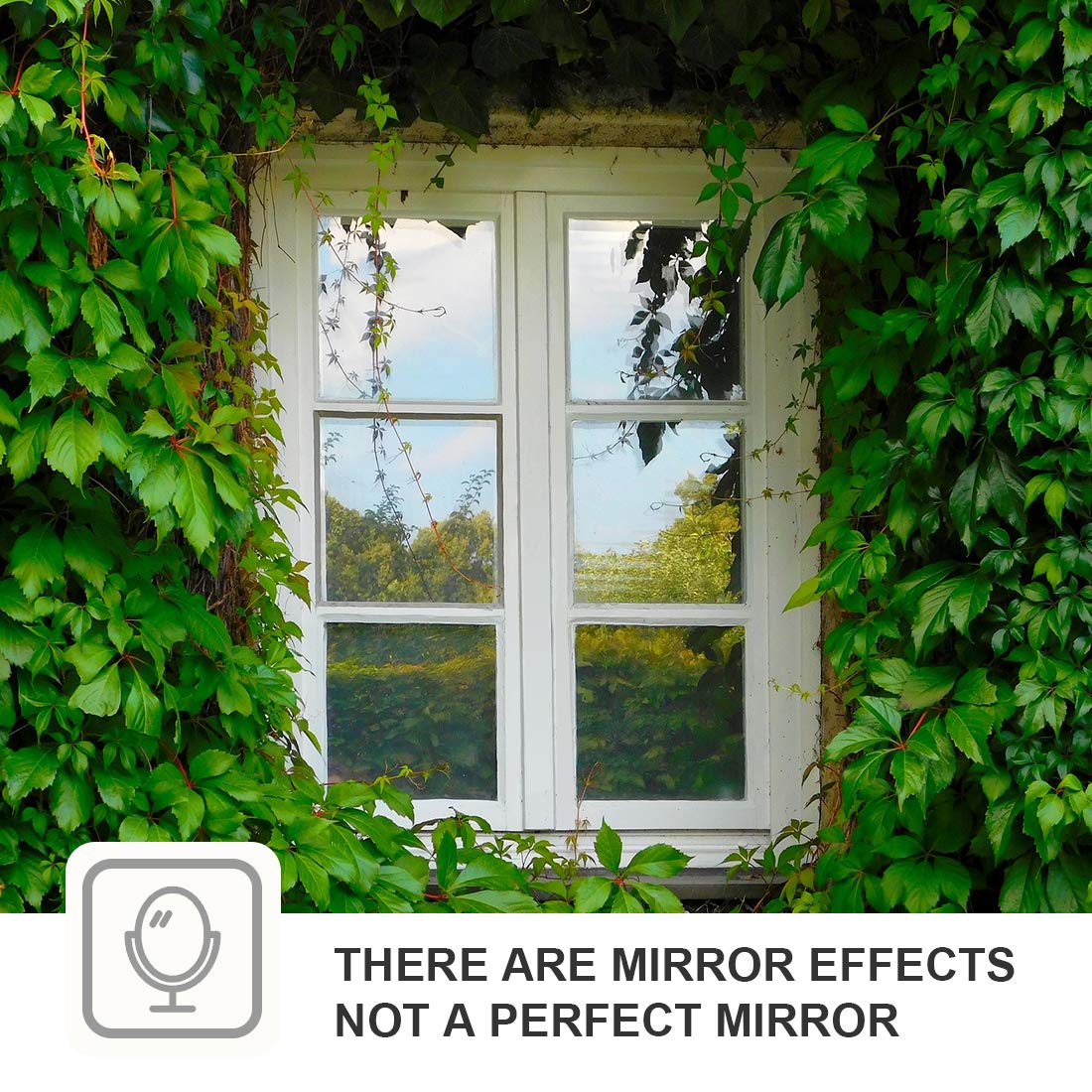 WPCTEV Window Film One Way Mirror Tint Daytime Privacy Static Cling Non-Adhesive Decorative Heat Control Anti UV Window Tint for Home and Office Black Silver 6 Mil 29.5 Inch x 13.1 Feet