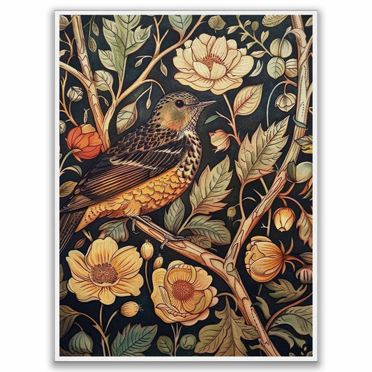 William Morris Wall Art,Dark Green William Morris Bird Print, Art Nouveau Wall Art,Floral Wall Decor,Botanical Pattern Print for Bedroom Living Room,Hallway,Home Office Decor 16x24in Unframed poster