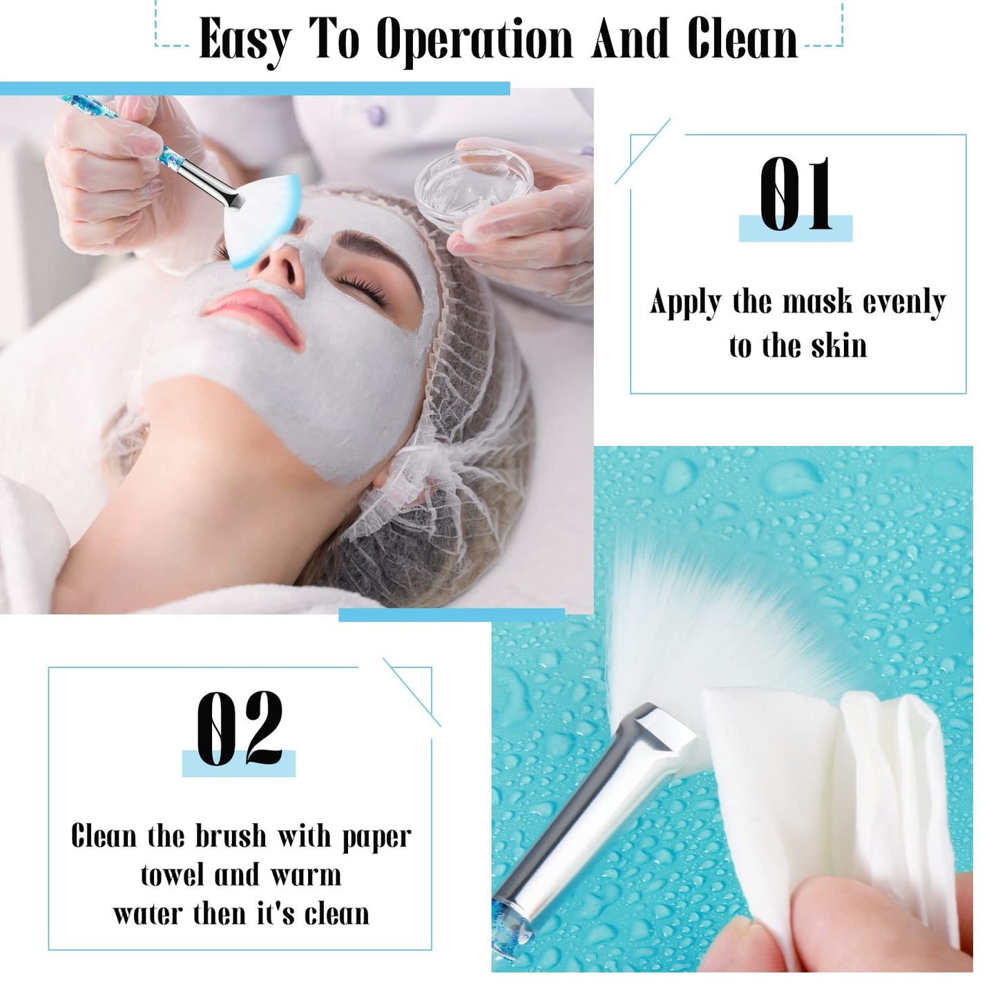 12 Pcs Fan Brushes for Facial Mask Brushes with Glitter Quicksand Handle Cosmetic Facial Fan Brushes Soft Facial Mask Brush Applicator Facial Peel Applicator Face Mask Tools with Pouch (Blue)
