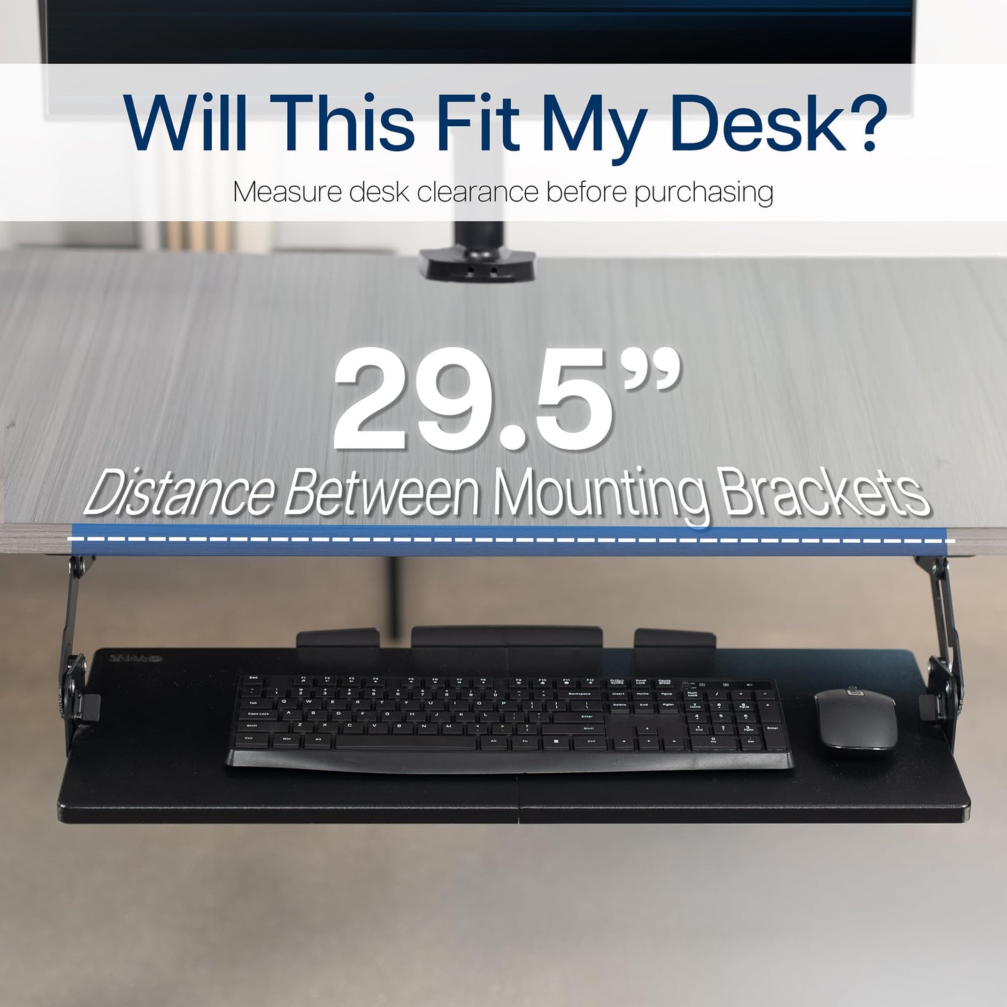 VIVO Large Under Desk 27 x 11 inch Computer Keyboard and Mouse Tray with Swinging Height Adjustment, 12 Settings, Platform Drawer for Typing, Black, MOUNT-KB08S