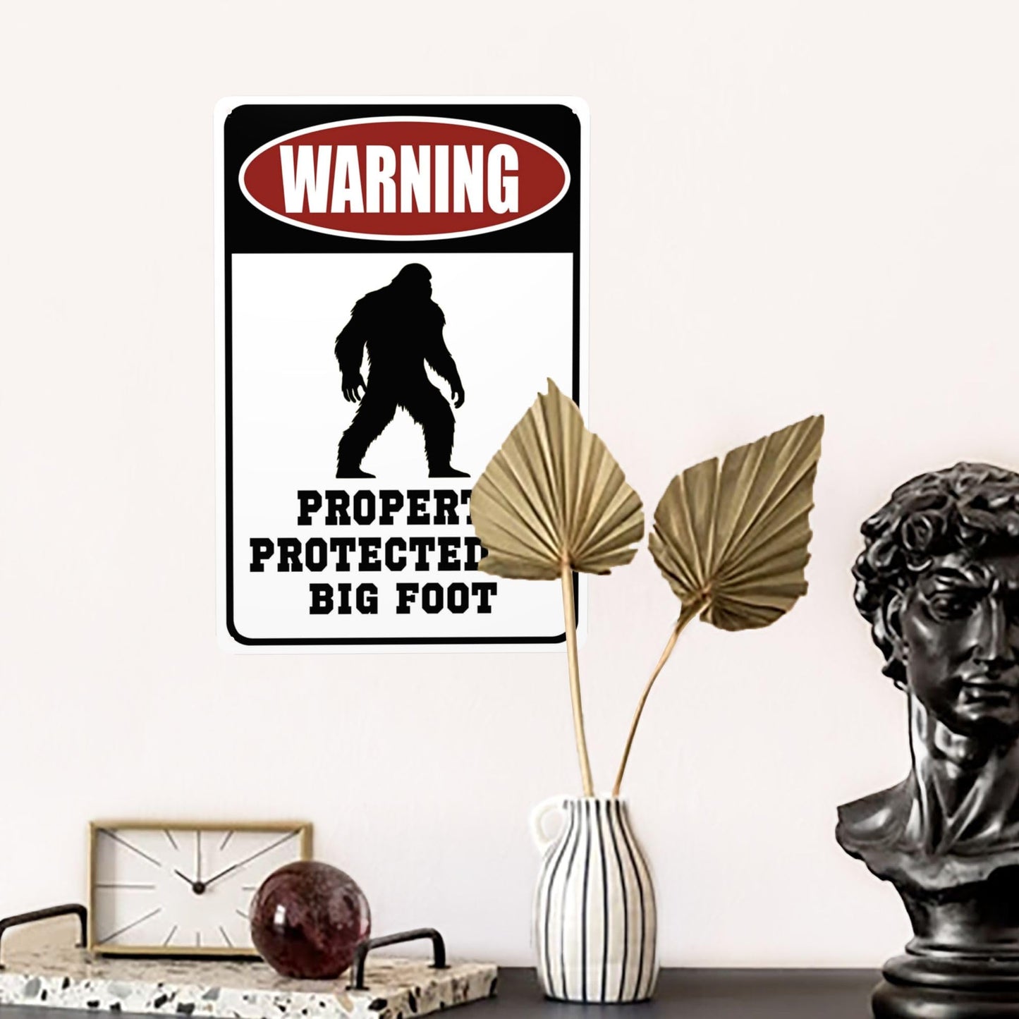 Warning Property Protected by Big Foot Tin Signs – Funny Metal Decor Gift Sign 12x8 Inches For Home Yard Street Outdoor Cute Bigfoot Gifts Garage Man Cave