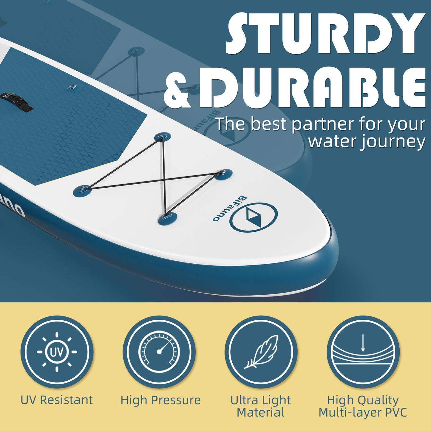 Bifanuo Inflatable Stand Up Paddle Board for Adults with SUP Accessories and Backpack Paddle Boards Non-Slip Deck, Wide Stance, Bottom Fin, Double Action Pump