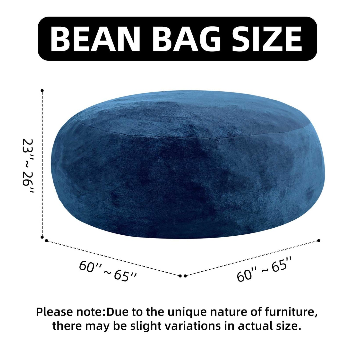 6FT Large Bean Bag Chairs Bean Bag Chair with Filler Memory Foam Bean Bag Chair Super Comfy Plush Bean Bag, Adult Living Room, Giant Bean Bag, Suitable for Bedroom, Casual Reading Chair(Blue)