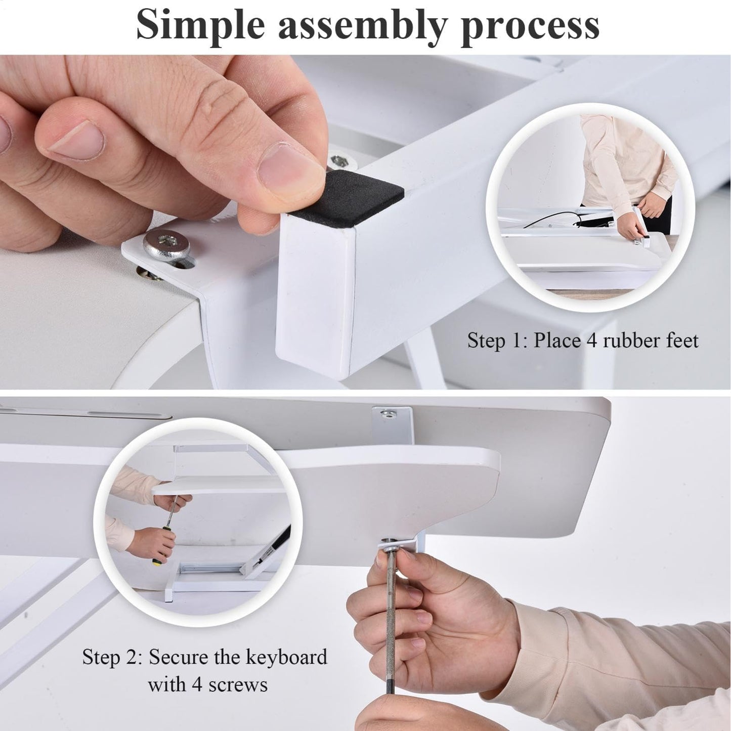 37 Inch Standing Desk Converter - Manual Pneumatic Spring, Two Monitor Stable Standing Desk Converter, 5.9” to 18.8” Height Adjustable Laptop Workstation with Keyboard Tray for Home, Company(White)
